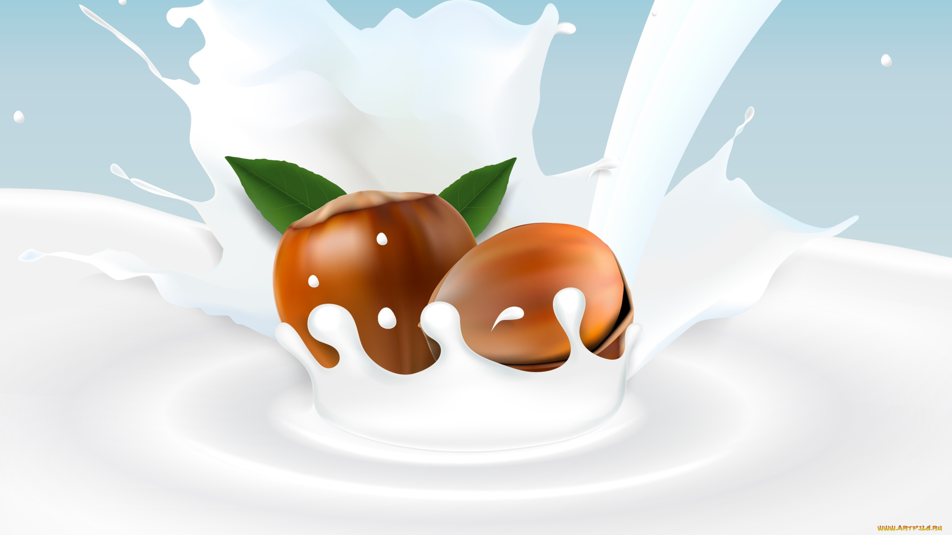 векторная, графика, еда, , food, фундук, фон, молоко, орехи