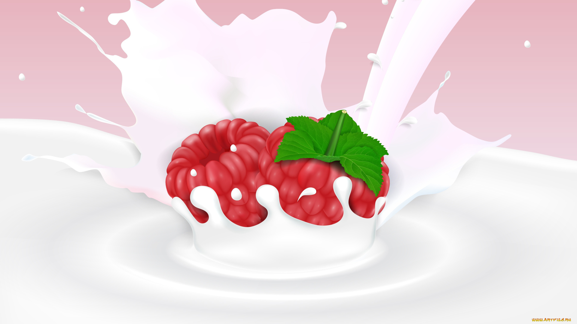 векторная, графика, еда, , food, молоко, малинка, фон, ягода