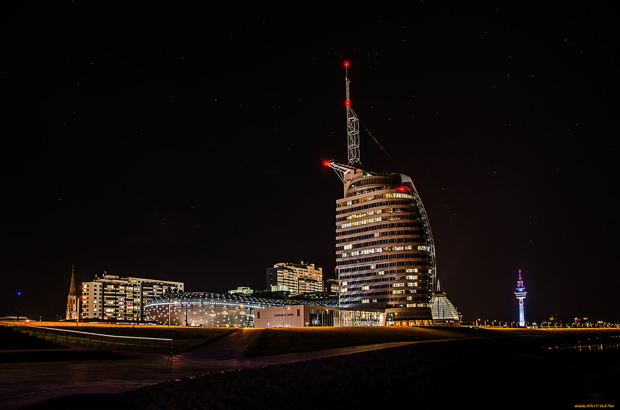 bremerhavenwelten, города, -, огни, ночного, города, простор