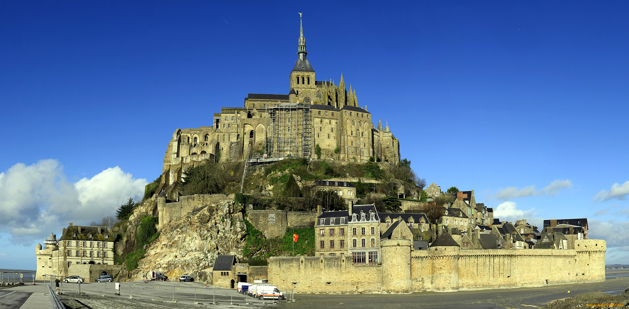 города, крепость, мон-сен-мишель, , франция, крепость