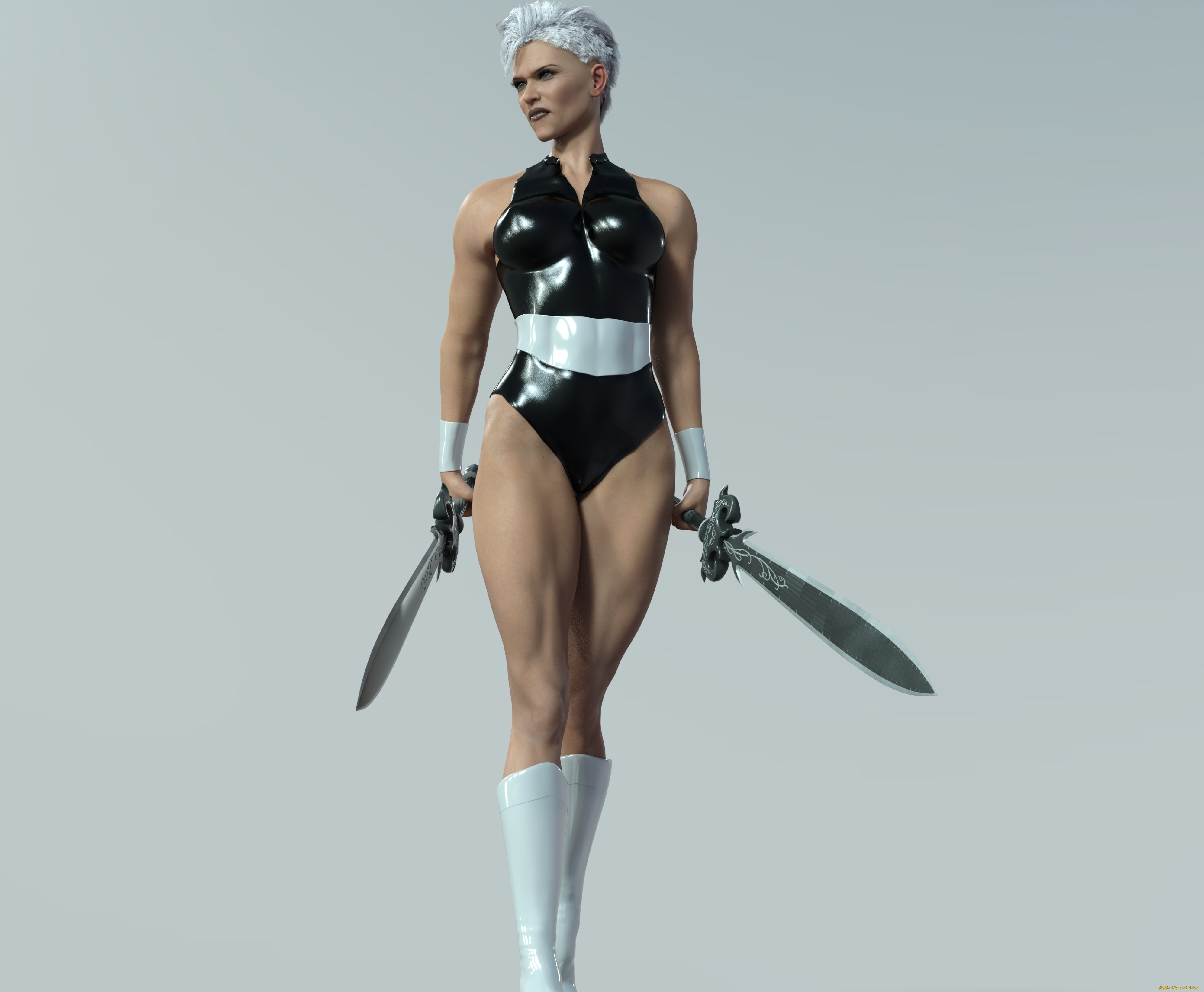 3д, графика, фантазия, , fantasy, взгляд, оружие, фон, девушка