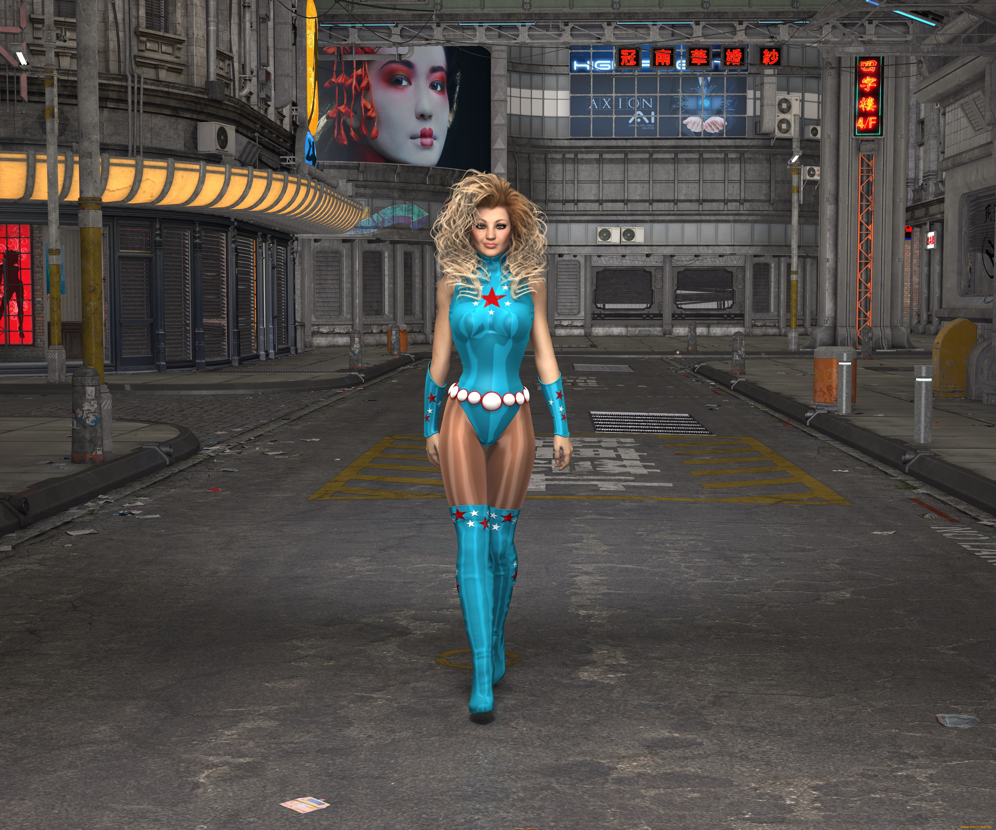 3д, графика, фантазия, , fantasy, девушка, фон, взгляд