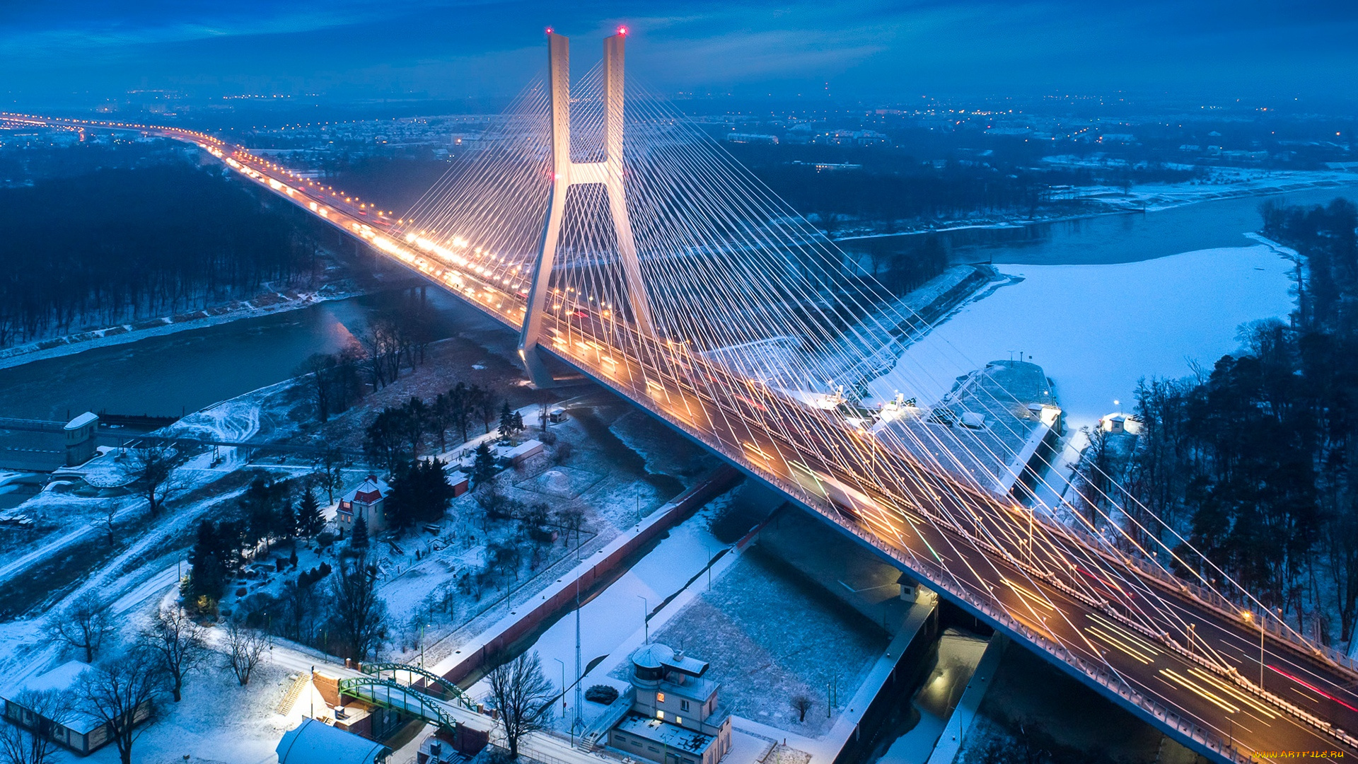 города, вроцлав, , польша, mост, рэнджиньски, врослав