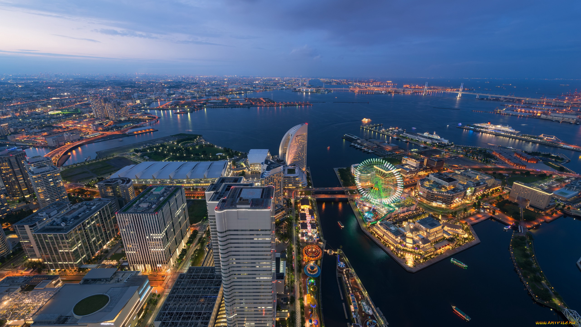 города, йокогама, , япония, панорама