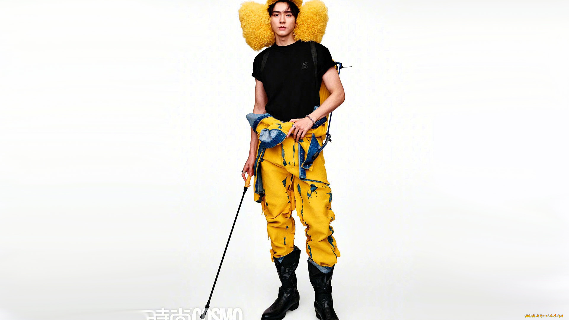 мужчины, gong, jun, |, simon, gong, шапка, футболка, комбинезон, сапоги