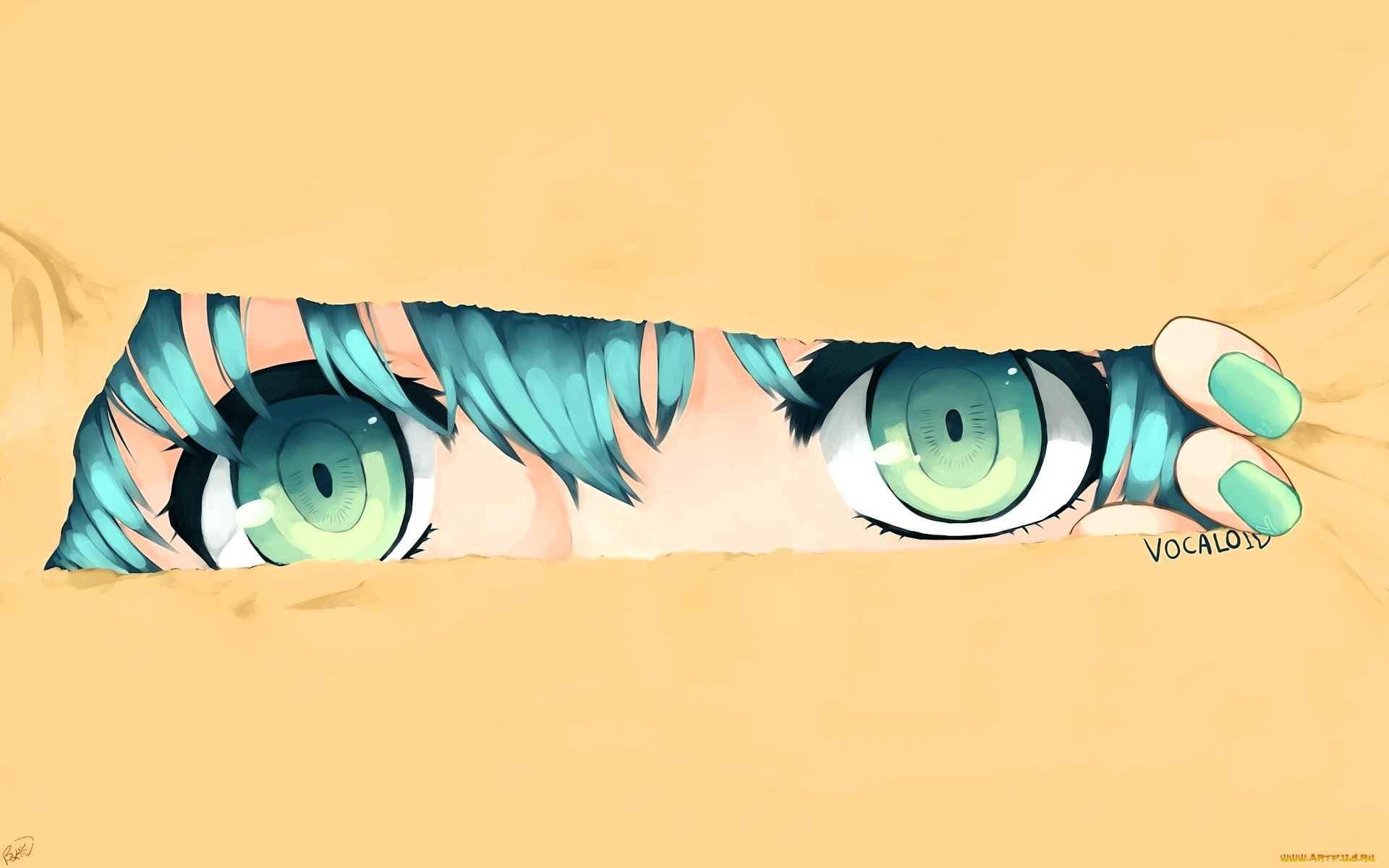 аниме, vocaloid, глаза, щель