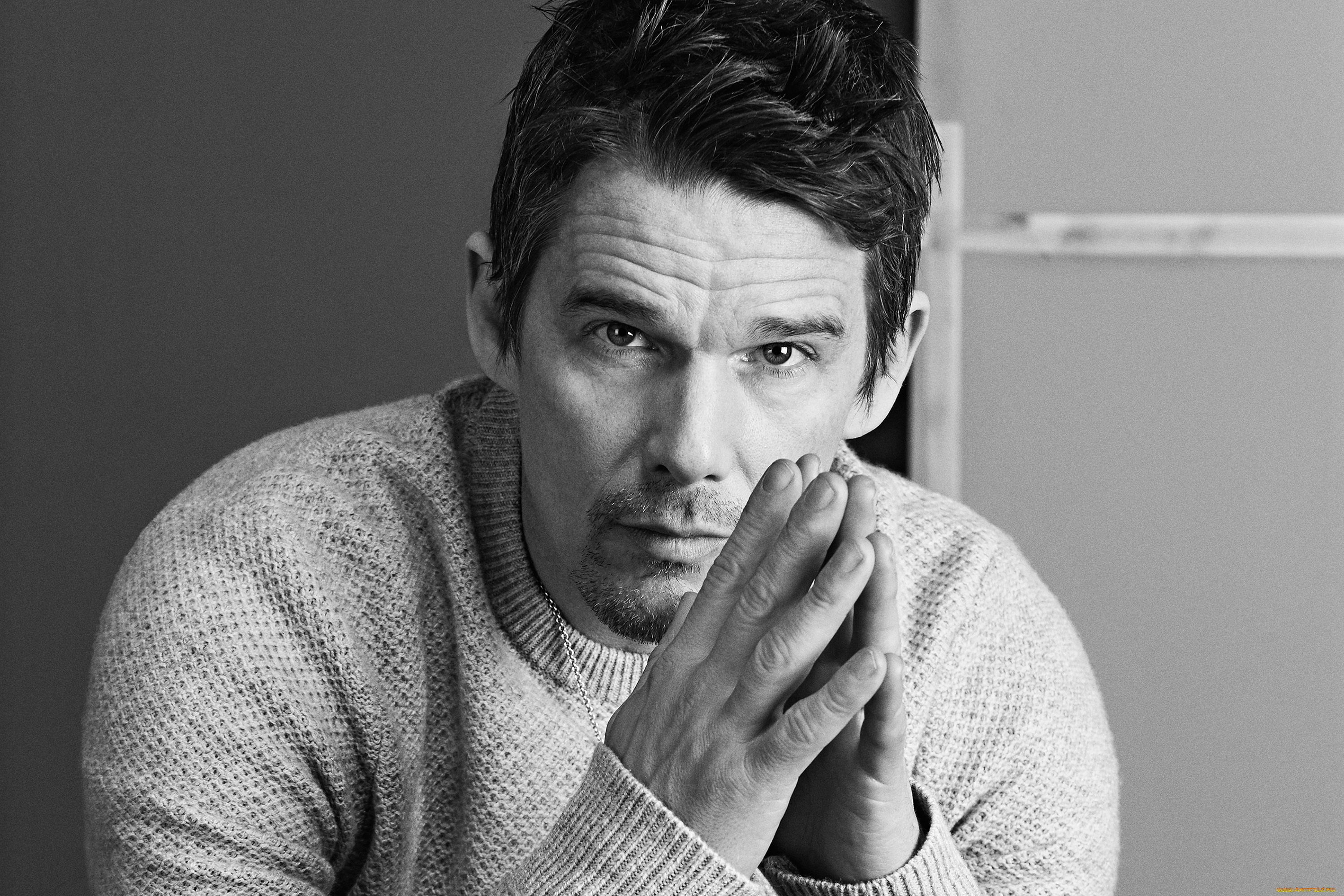 мужчины, ethan, hawke, итан, грин, хоук, актер, писатель, режисер, черно, белое, свитер