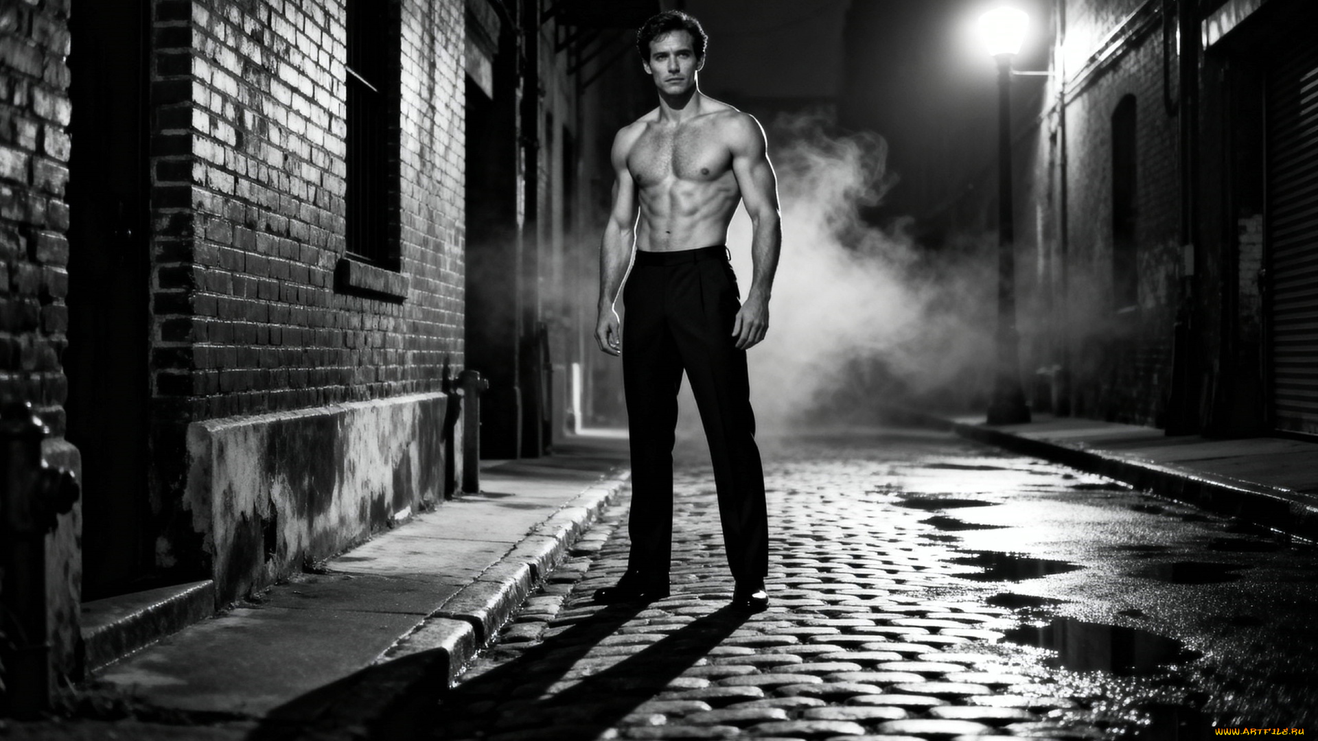 3д, графика, люди, , people, мужчина, торс, брюки, город, улица, дома