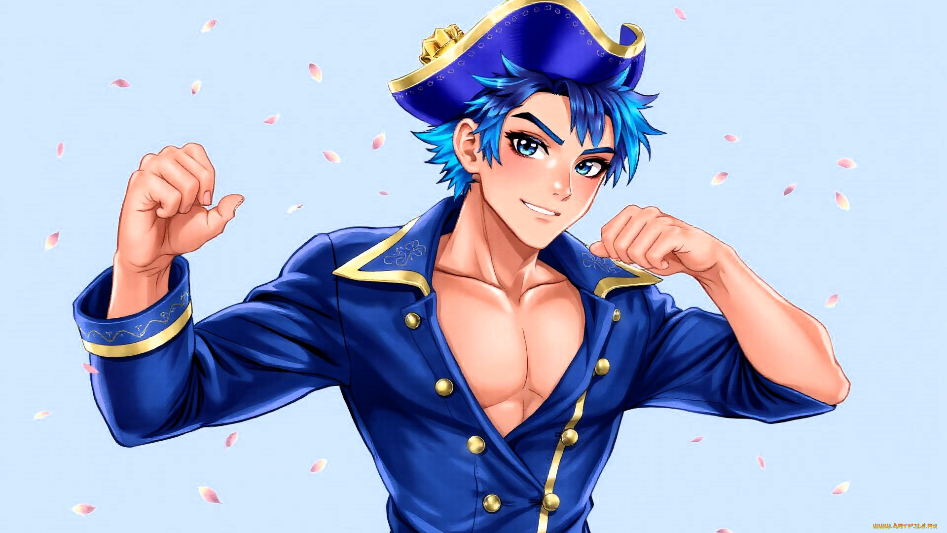 аниме, unknown, , другое, , парень, шляпа, камзол, грудь