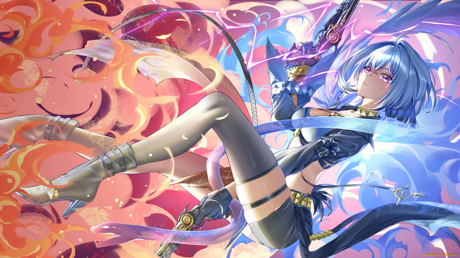 аниме, wuthering, waves, девушка