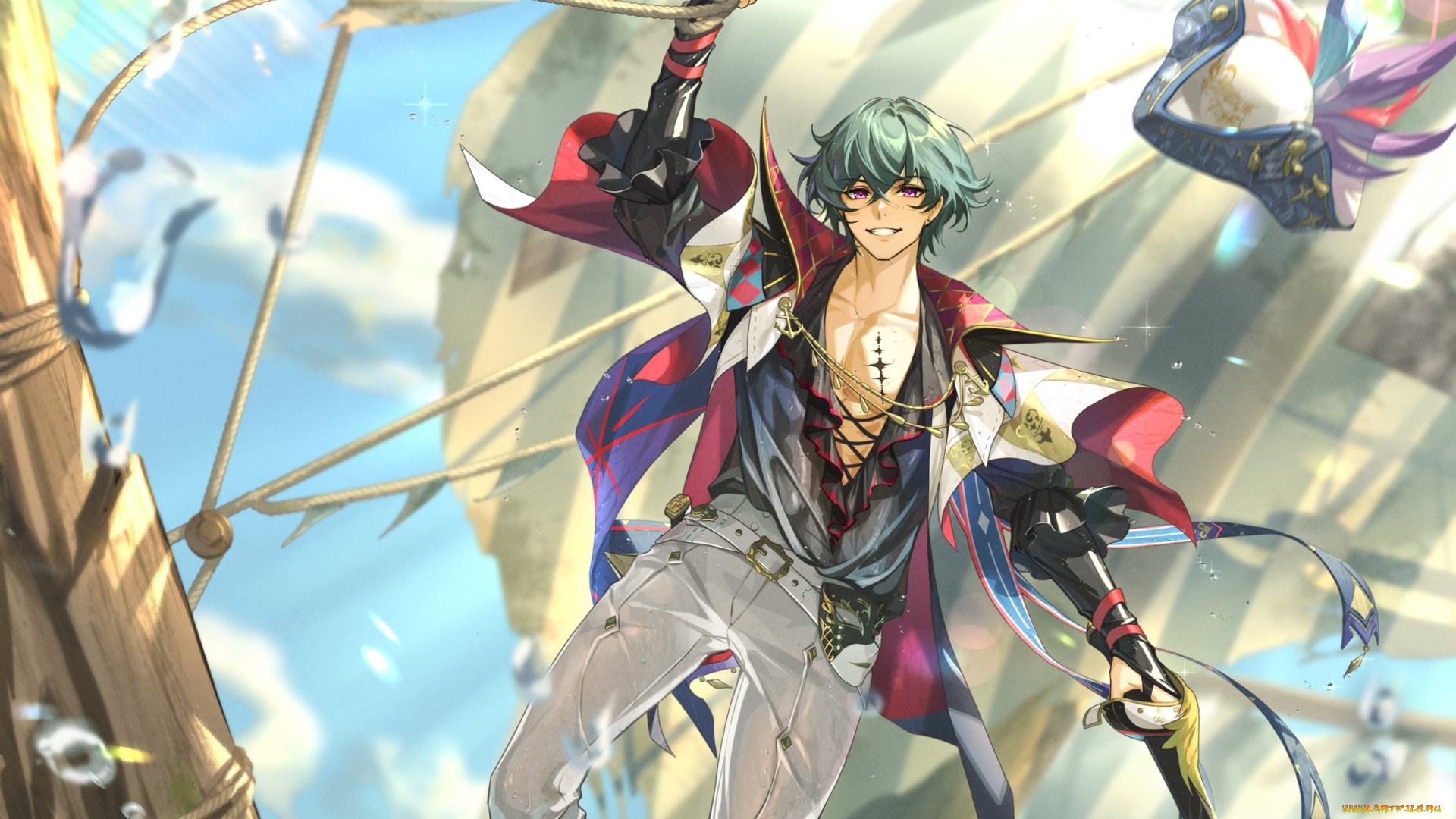 аниме, wuthering, waves, парень