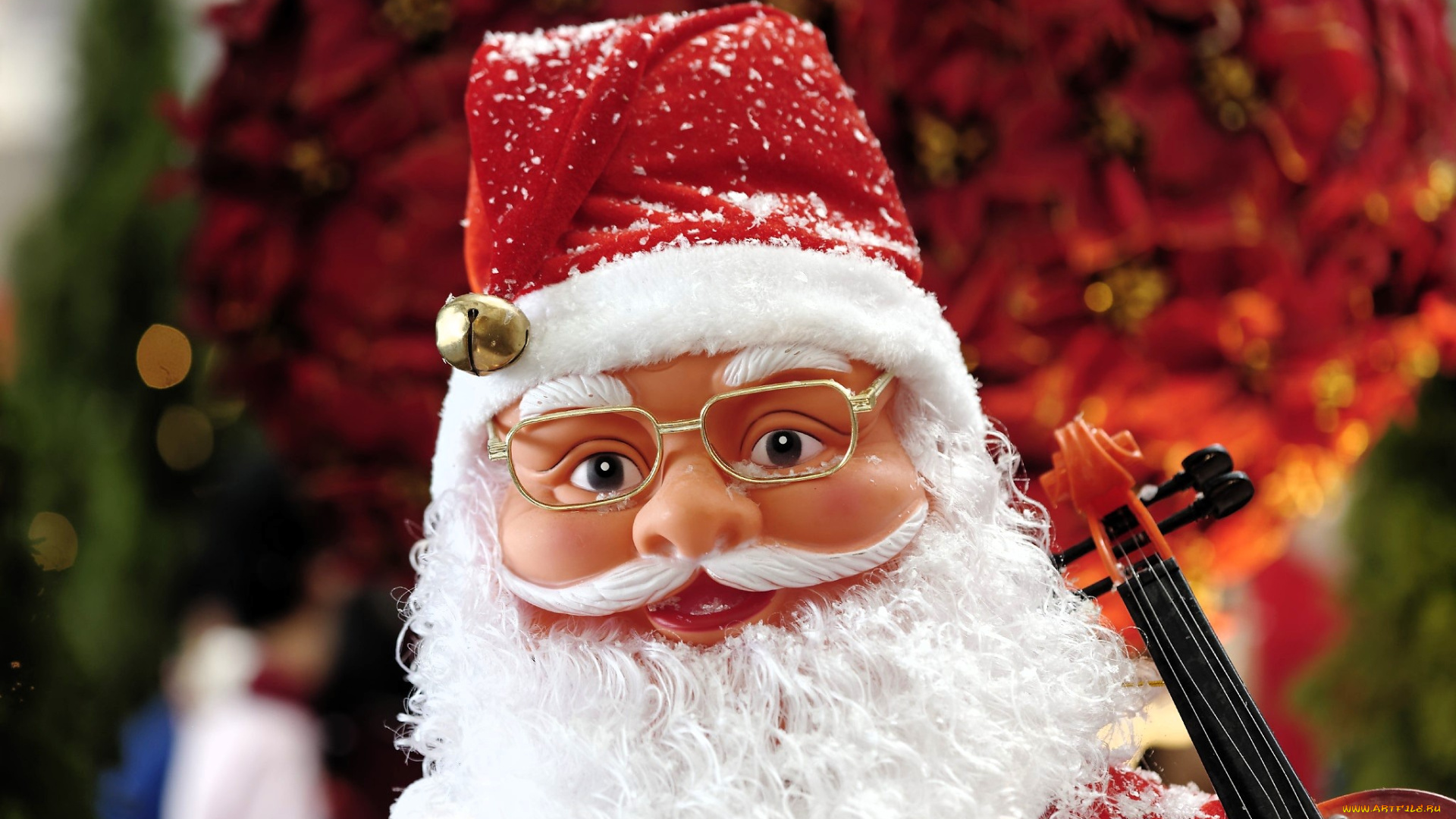 праздничные, дед, мороз, , санта, клаус, санта, клаус, лицо, фигурка, скрипка