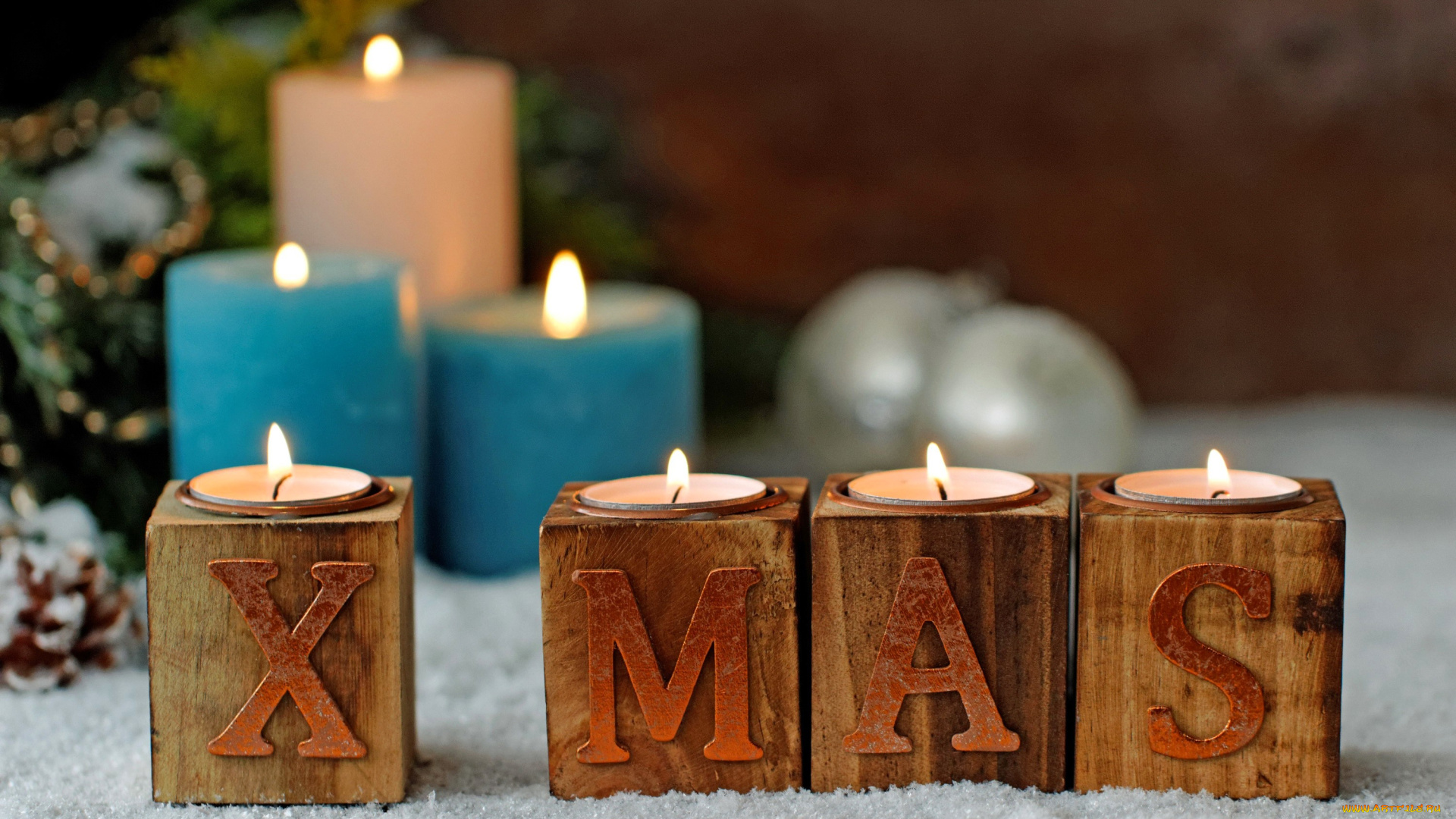 праздничные, новогодние, свечи, свечи, кубики, украшения