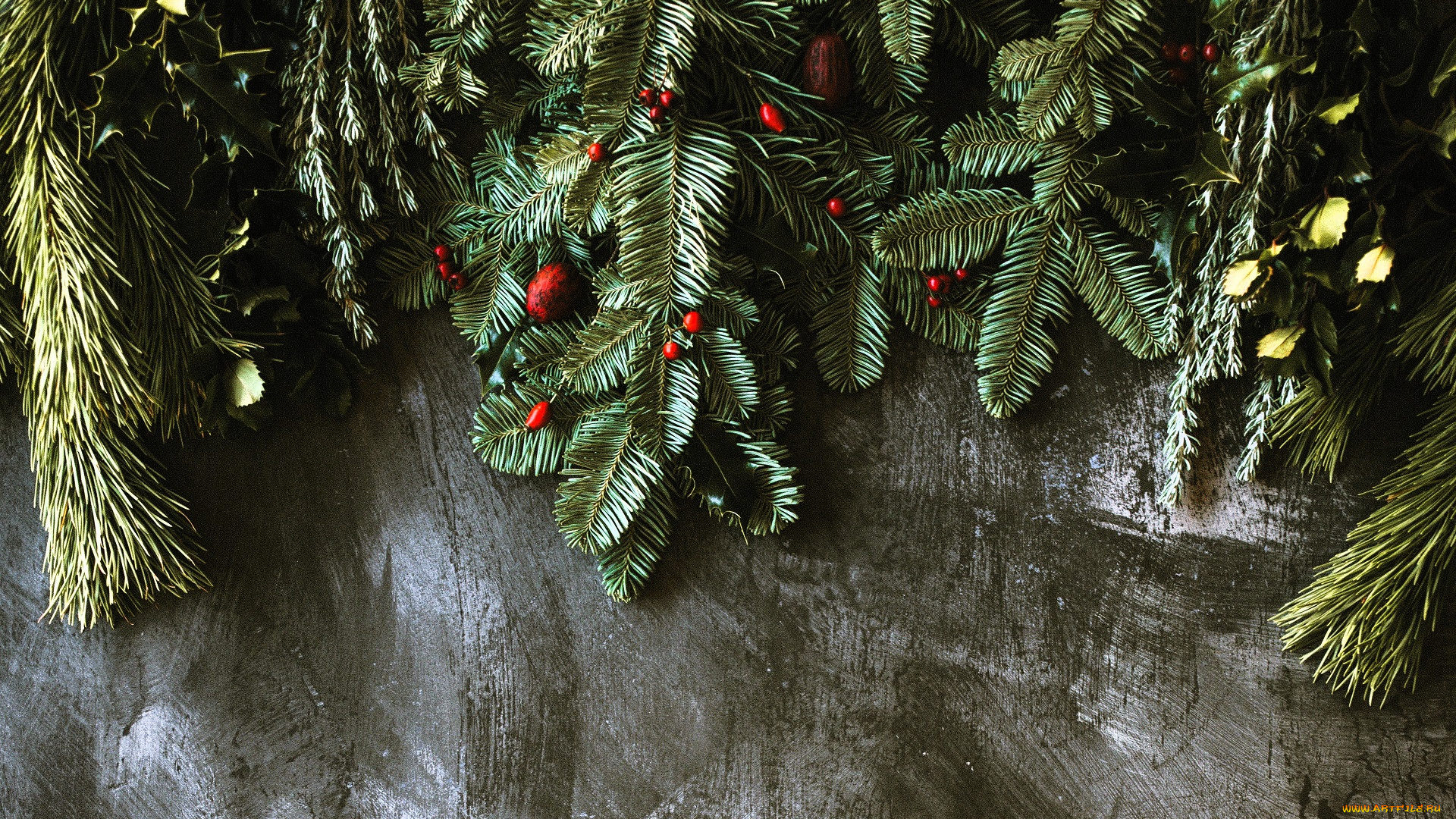 праздничные, ёлки, ветки, ягоды