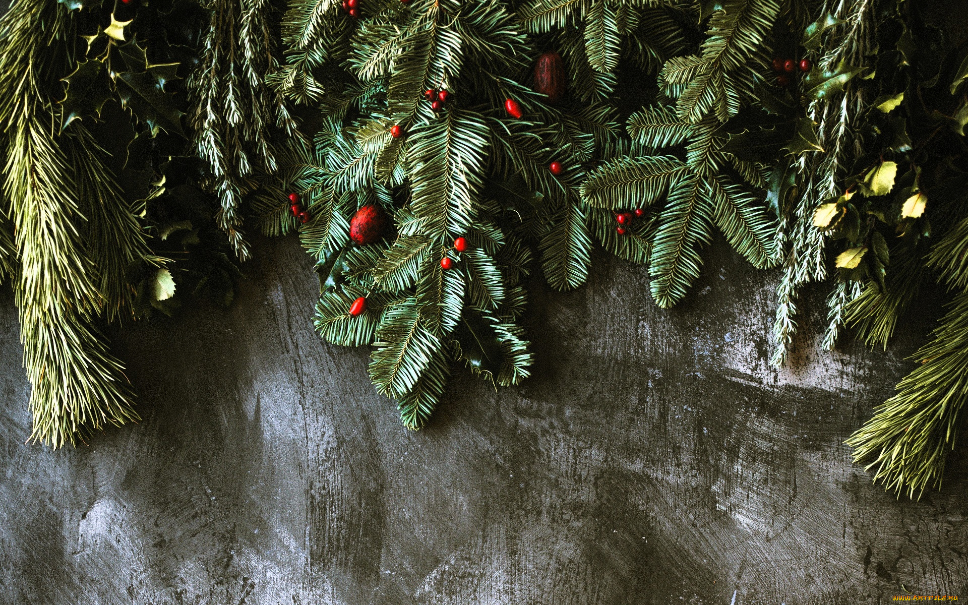 праздничные, ёлки, ветки, ягоды