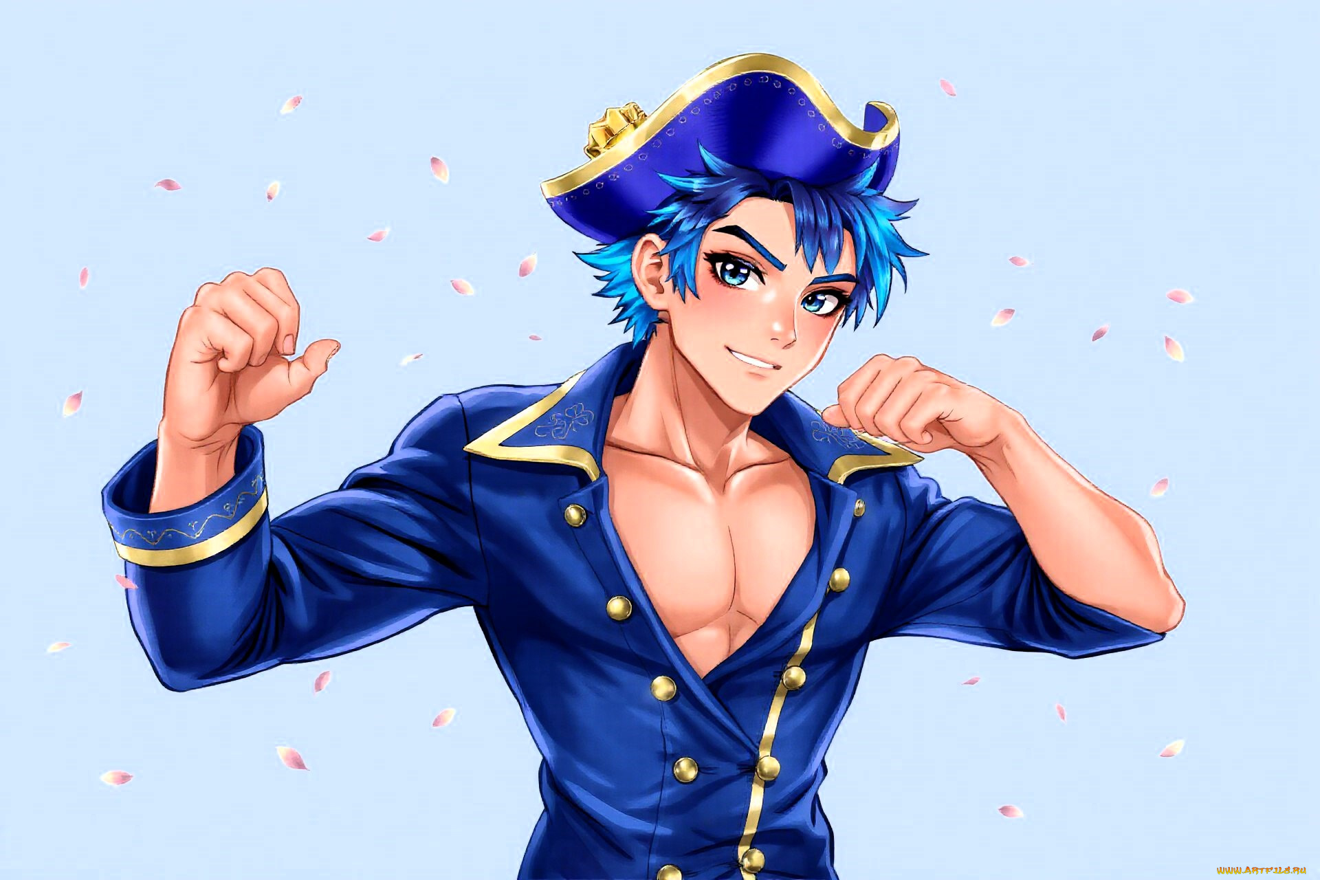 аниме, unknown, , другое, , парень, шляпа, камзол, грудь