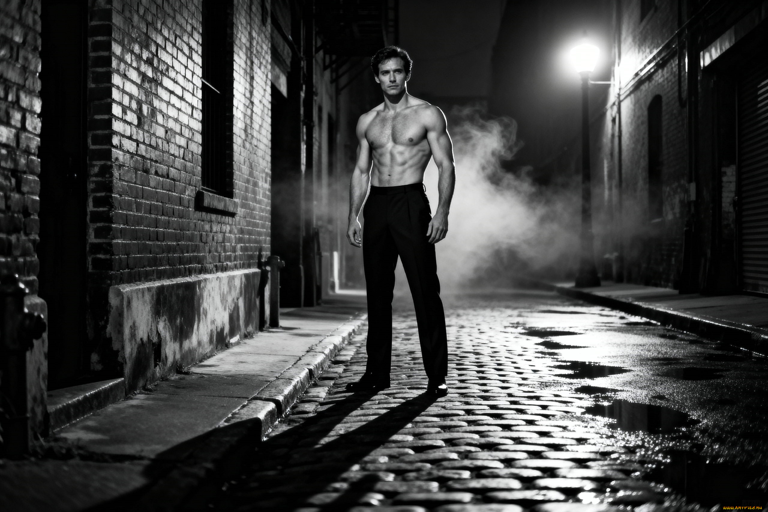 3д, графика, люди, , people, мужчина, торс, брюки, город, улица, дома