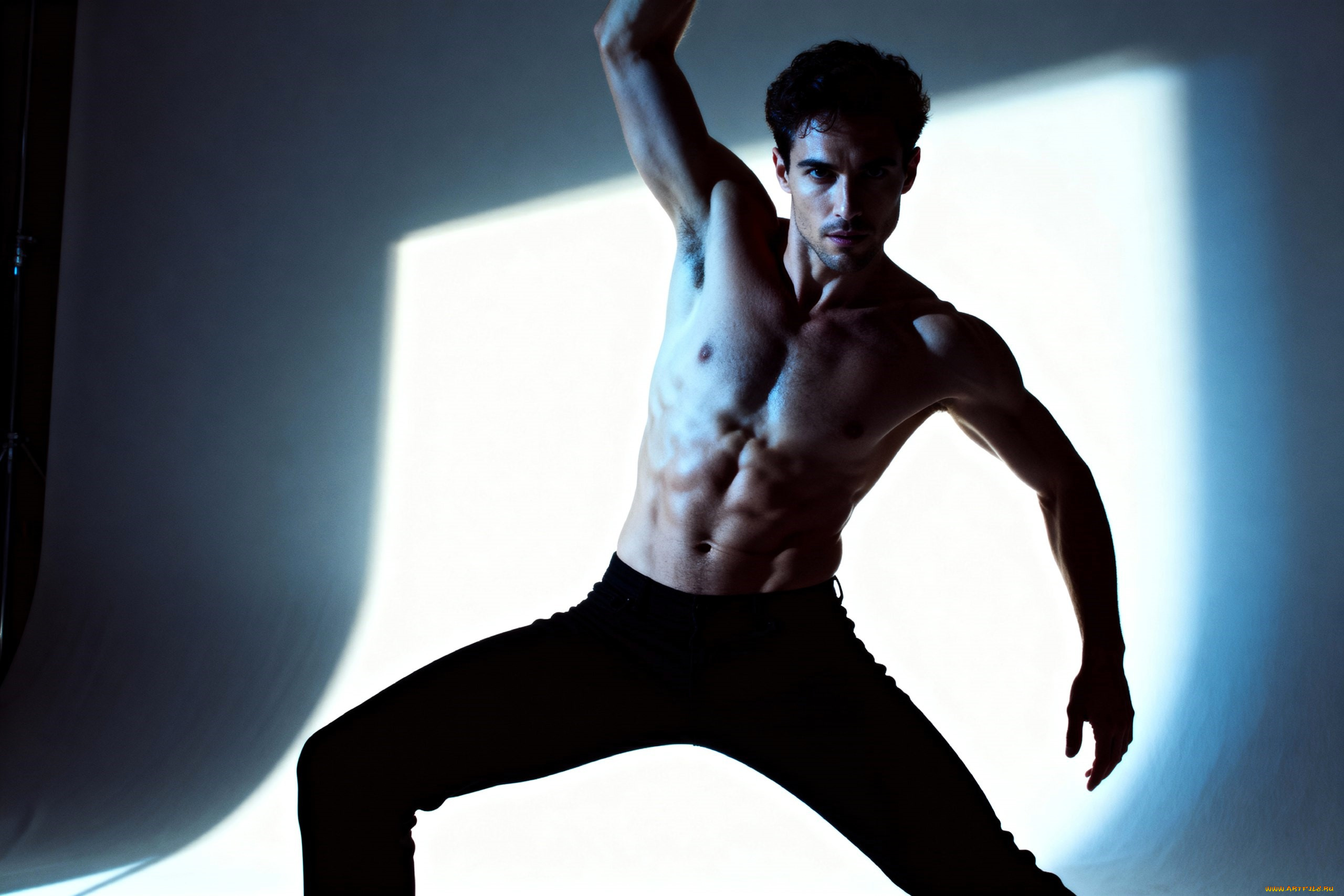 3д, графика, люди, , people, парень, штаны, торс, свет, танец