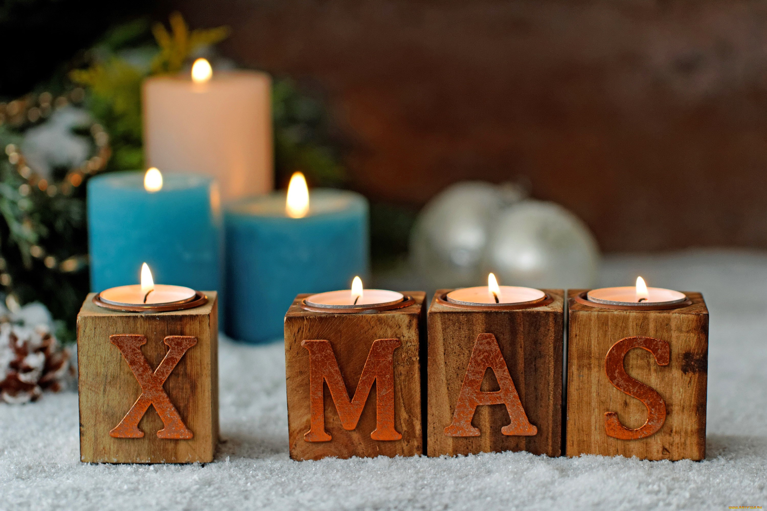 праздничные, новогодние, свечи, свечи, кубики, украшения