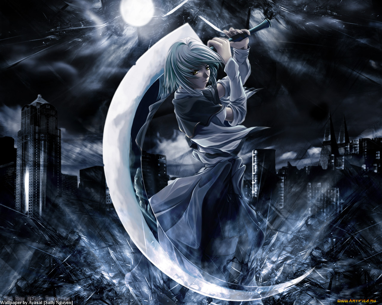 аниме, weapon, blood, technology