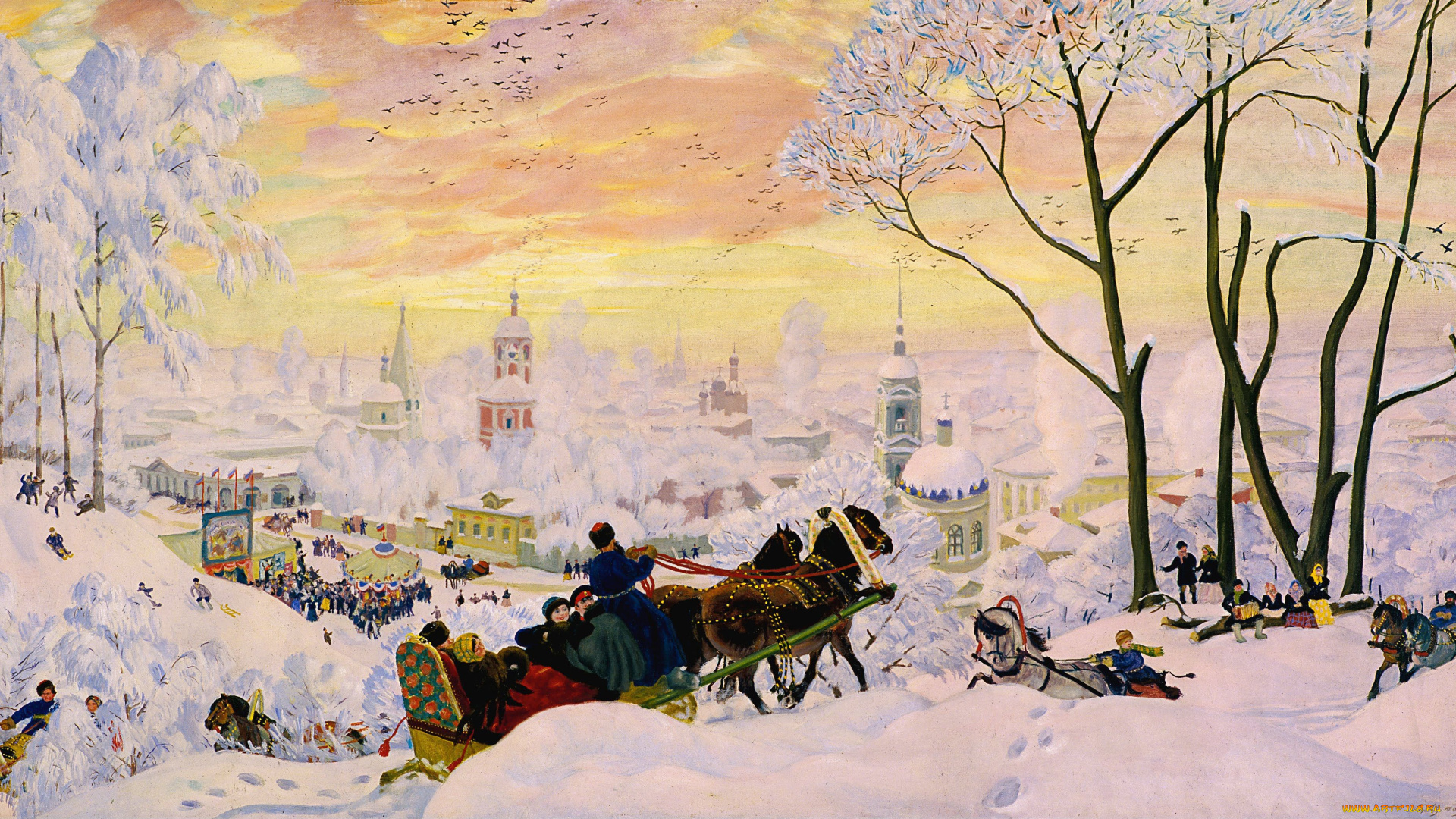 борис, кустодиев, масленица, рисованные