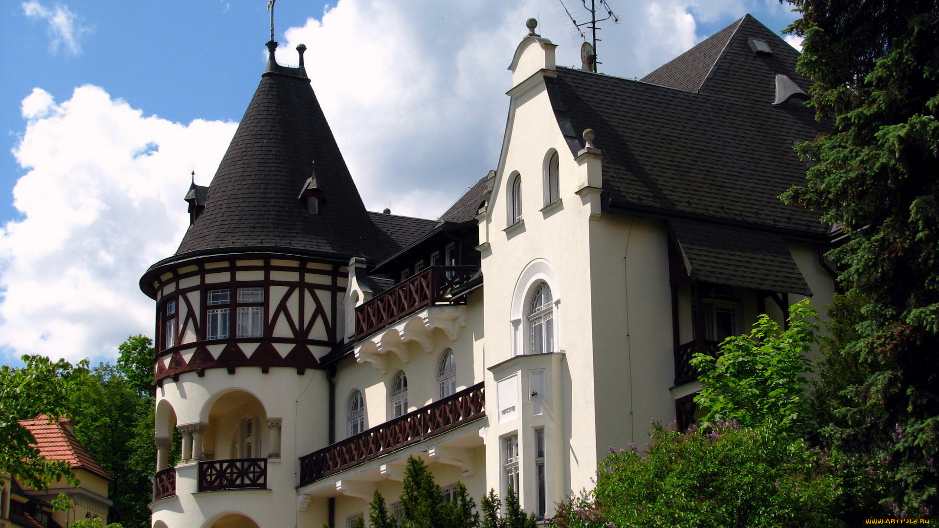 города, здания, дома, башня, балкон, антенны