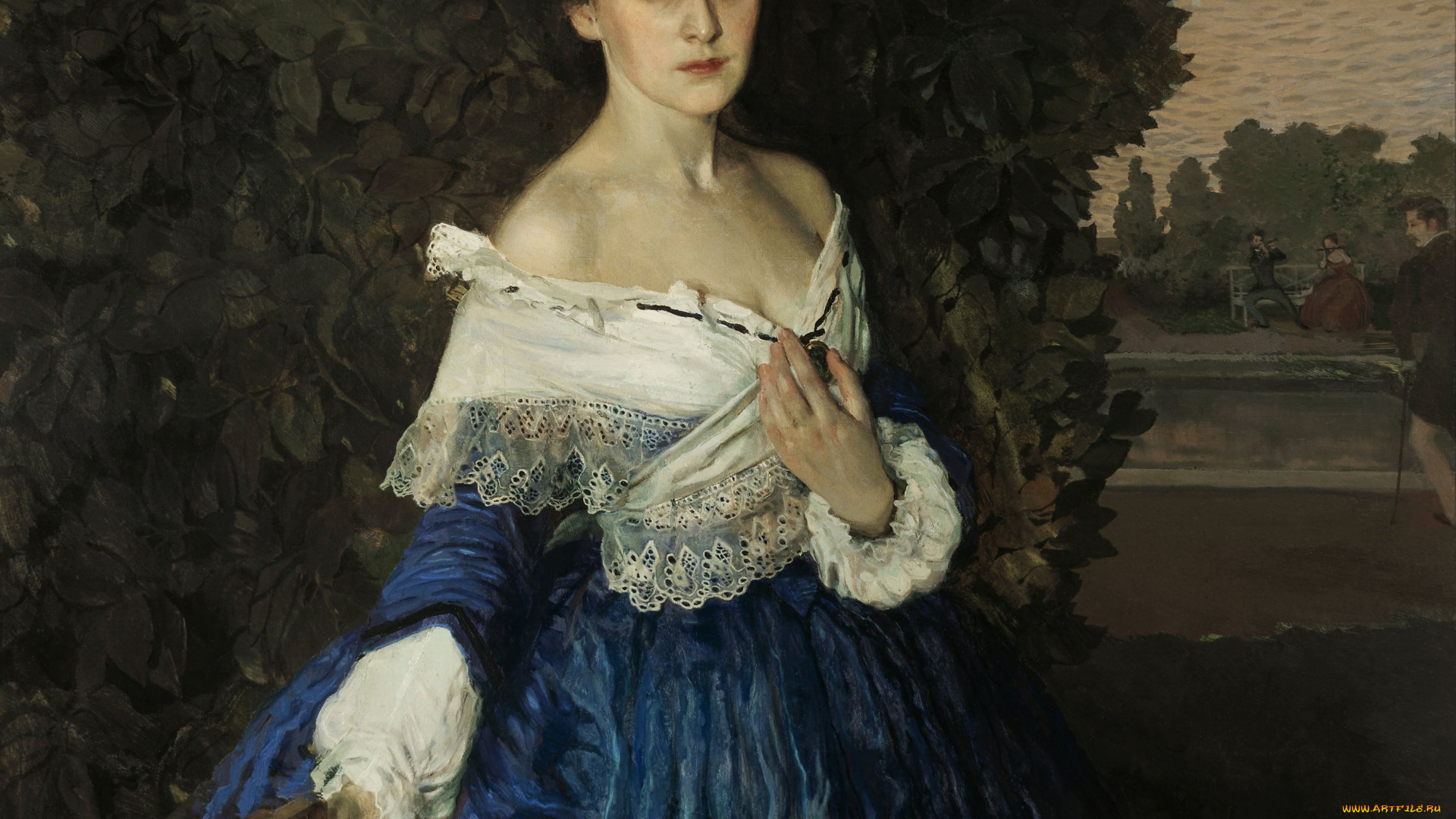 константин, сомов, дама, голубом, рисованные