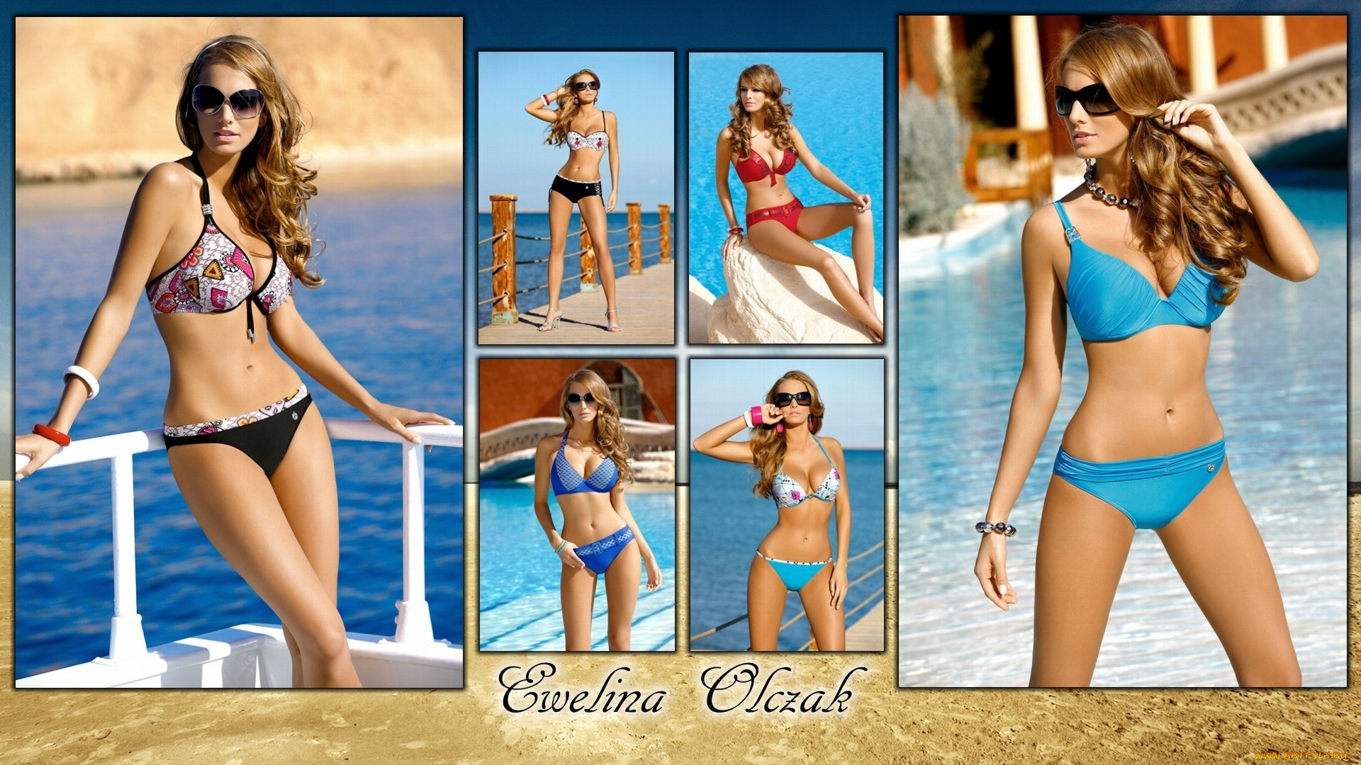 Ewelina, Olczak, девушки, коллаж, бикини