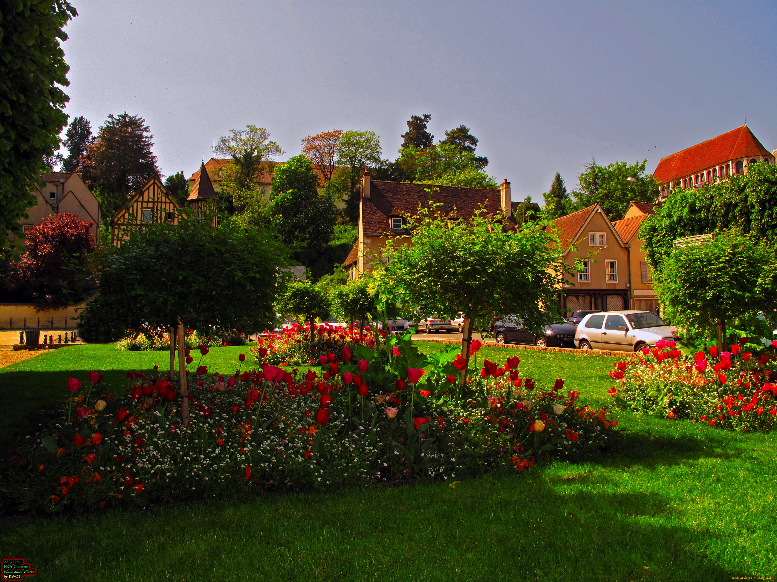 города, здания, дома, цветы, автомобили