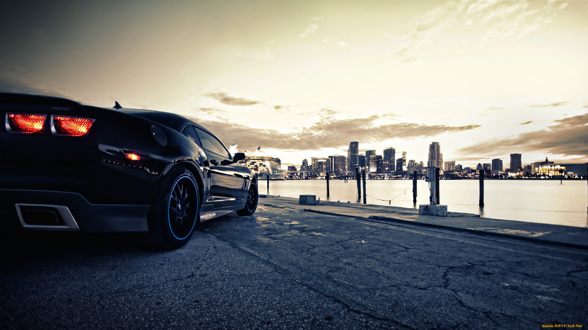 автомобили, фрагменты, автомобиля, суперкар, набережная, облака