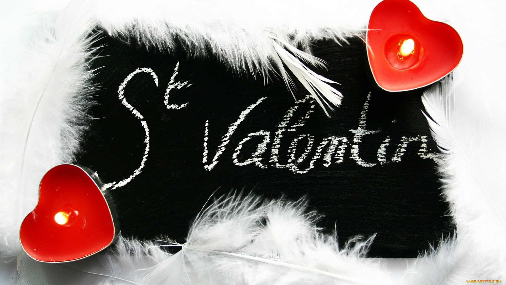 праздничные, день, св, валентина, сердечки, любовь, надпись, перья, свечи