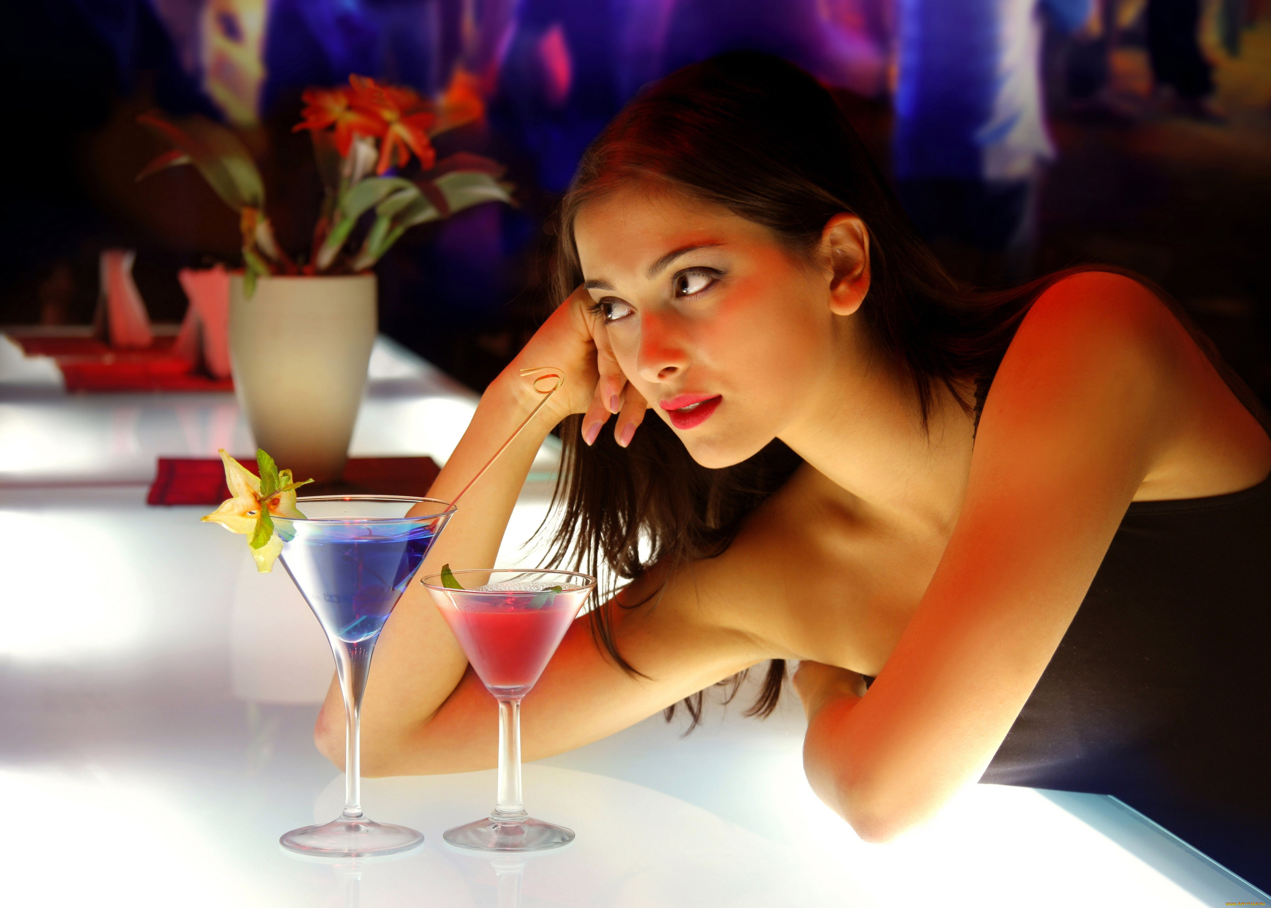 -Unsort, Брюнетки, Шатенки, девушки, unsort, брюнетки, шатенки, лицо, взгляд, коктейль