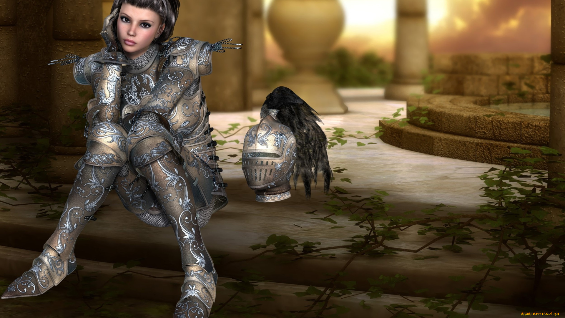 3д, графика, амазонки, , amazon, девушка, фон, взгляд