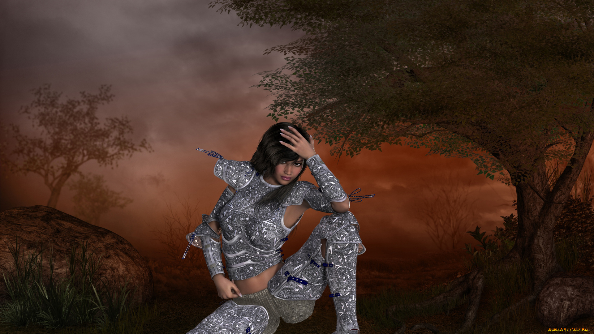 3д, графика, амазонки, , amazon, доспехи, фон, взгляд, девушка