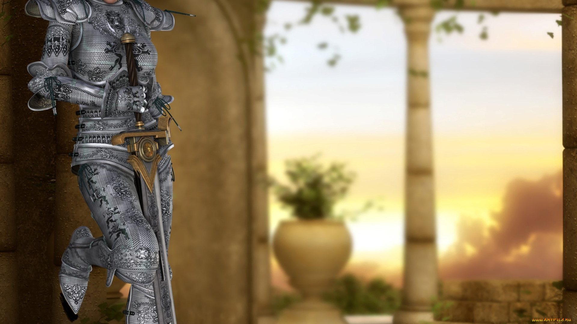 3д, графика, амазонки, , amazon, фон, доспехи, взгляд, девушка