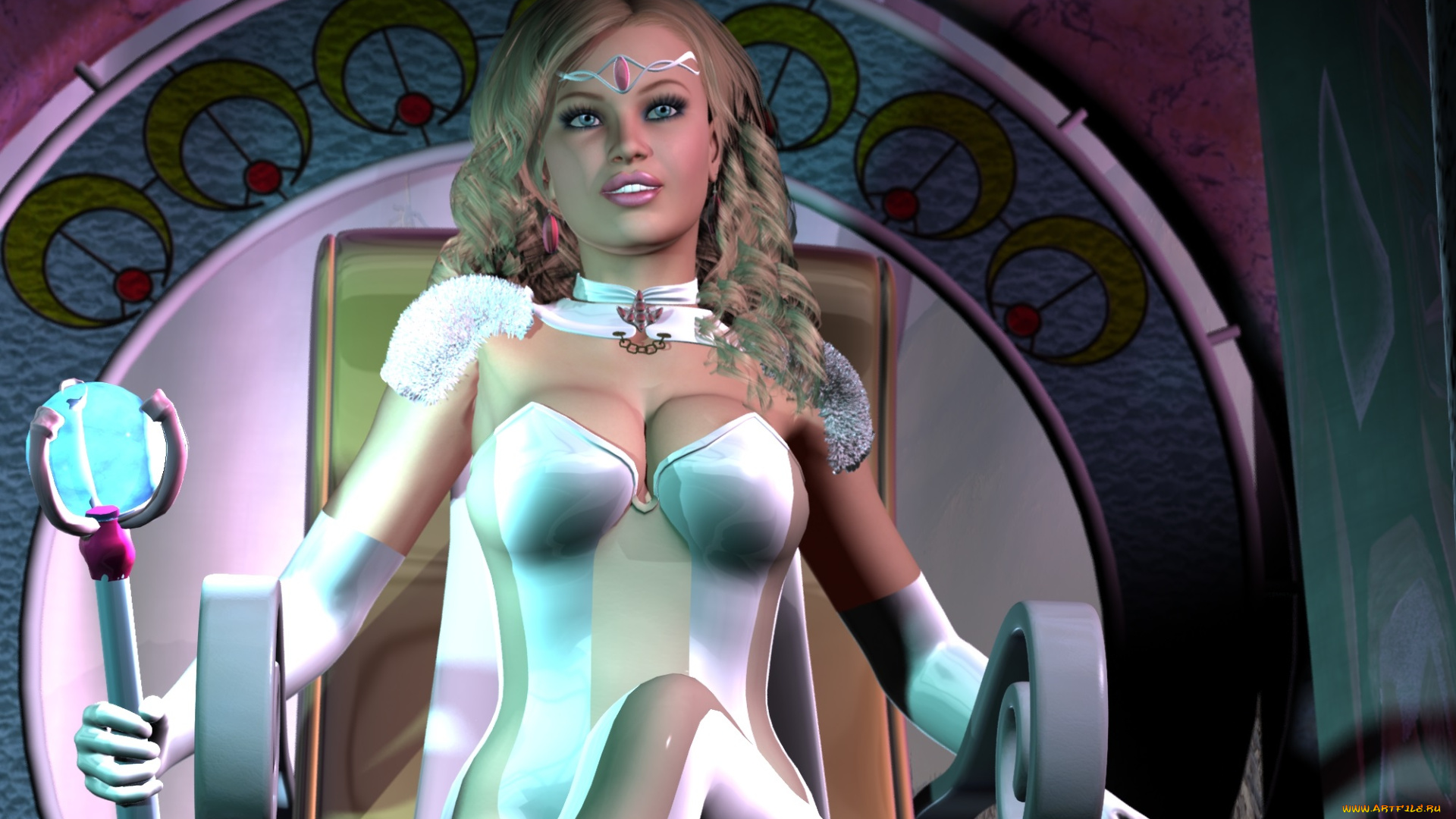 3д, графика, люди, , people, шест, кресло, фон, взгляд, девушка