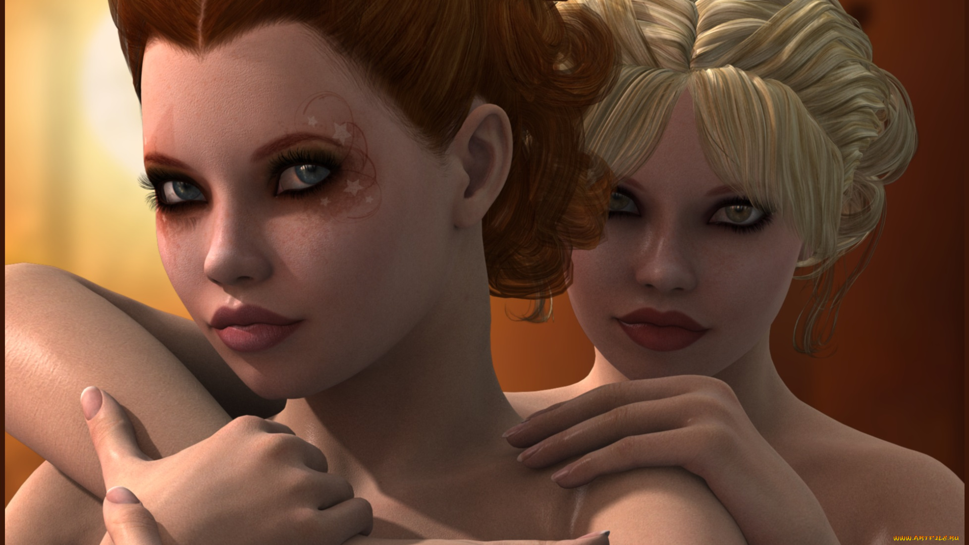 3д, графика, портрет, , portraits, девушки, фон, взгляд