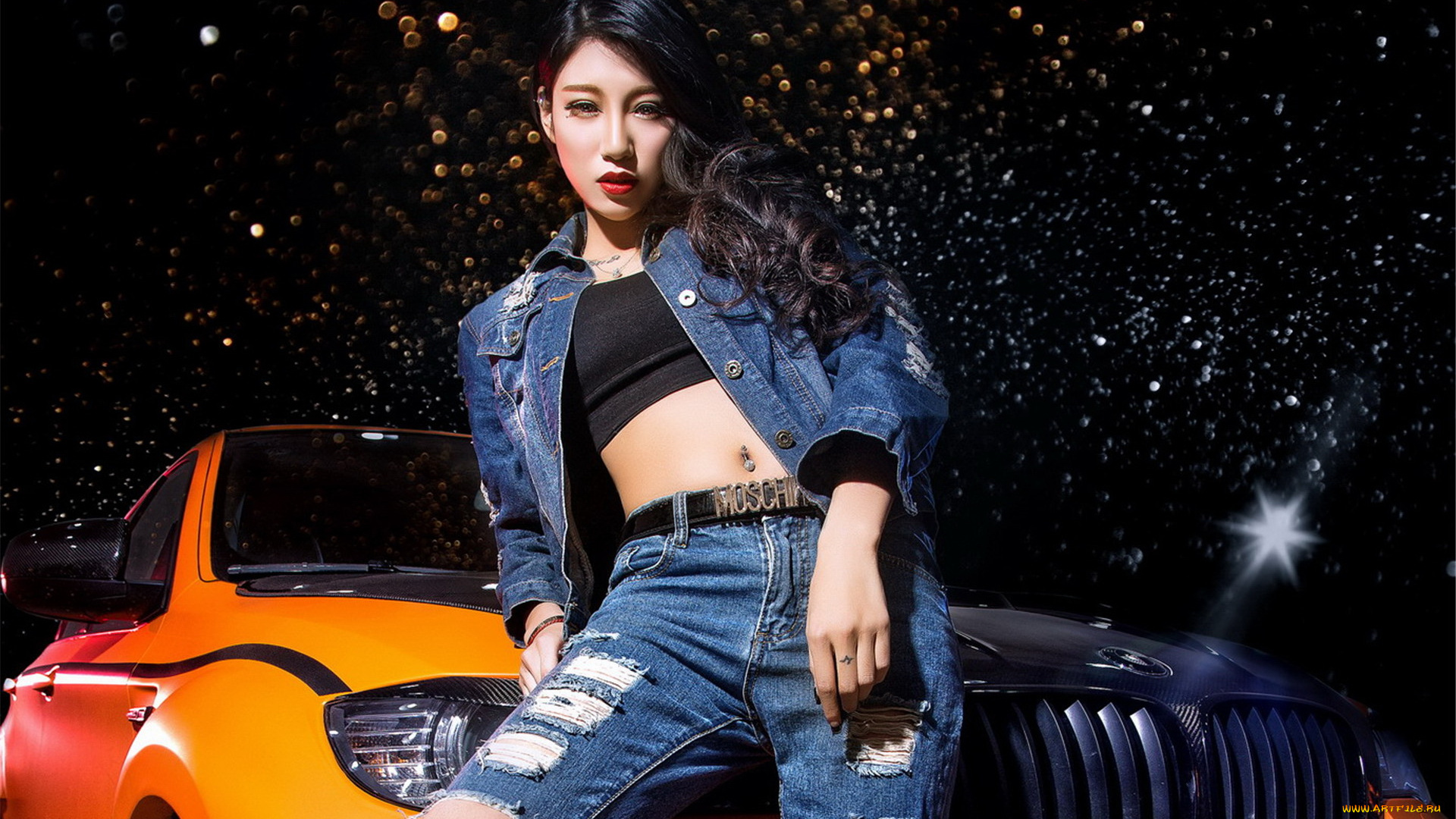 автомобили, -авто, с, девушками, девушка, взгляд, фон, автомобиль, азиатка