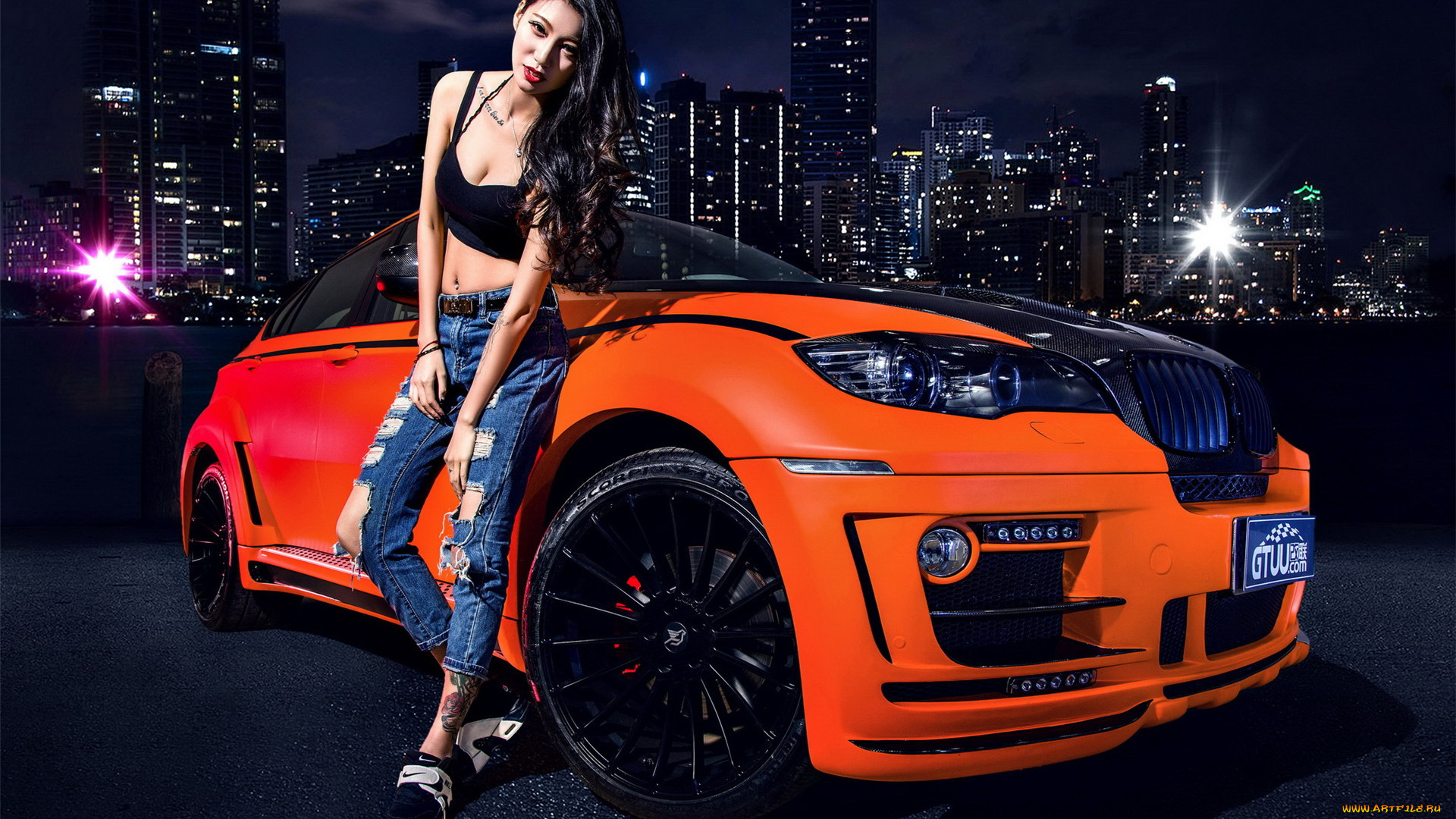 автомобили, -авто, с, девушками, девушка, взгляд, фон, автомобиль