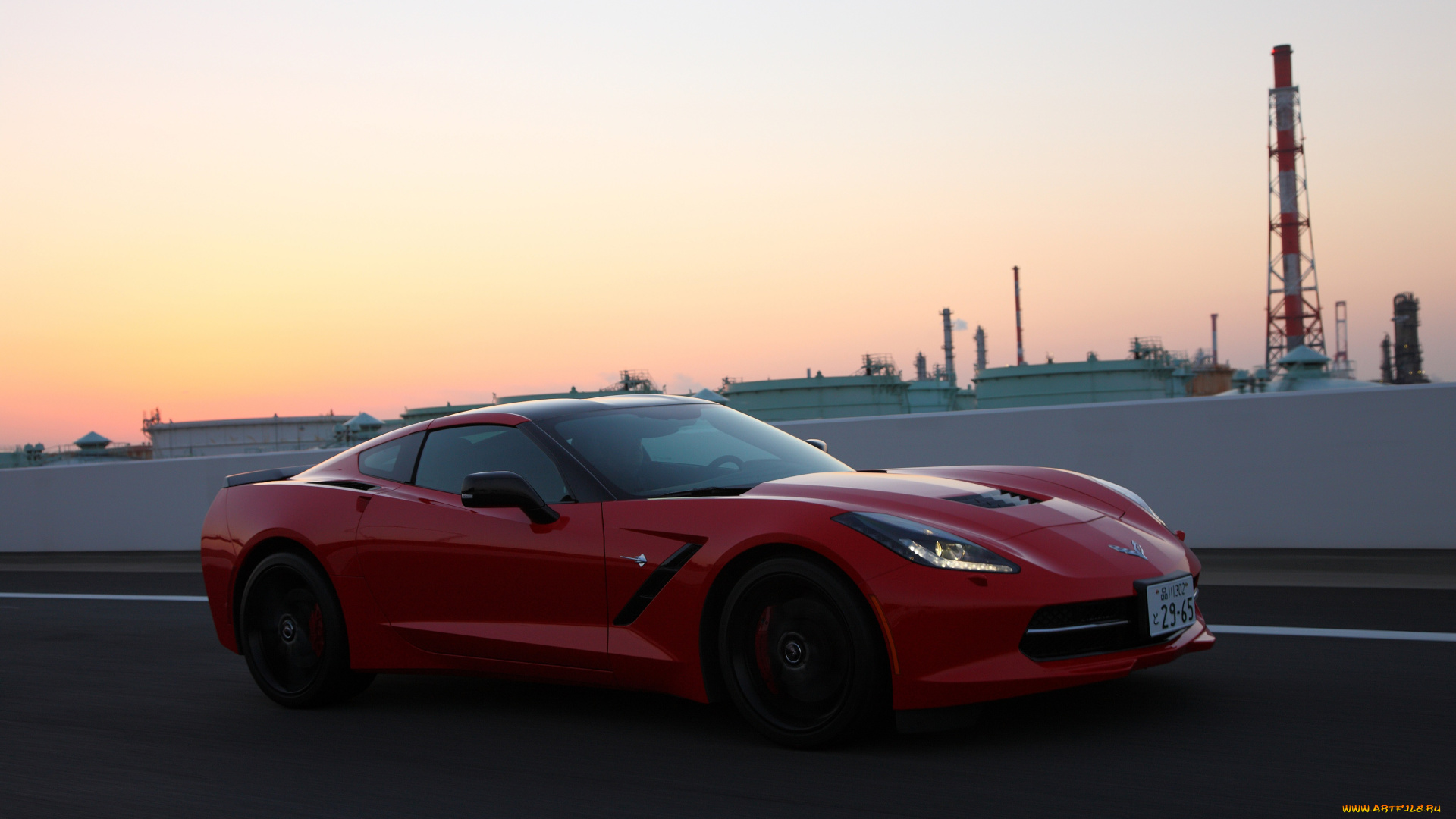 автомобили, corvette, coupe, stingray, красный, 2013г, с7, jp-spec