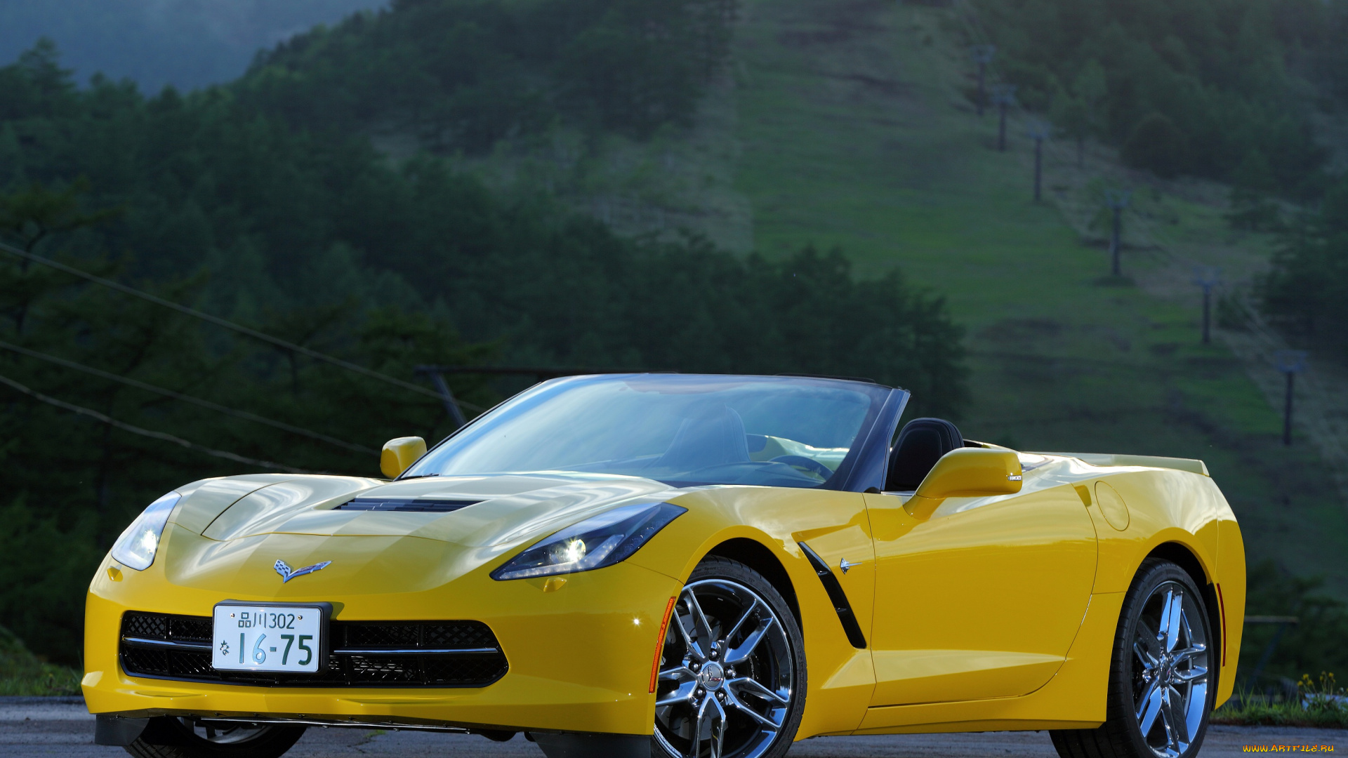 автомобили, corvette, jp-spec, convertible, stingray, chevrolet, с7, 2013г, желтый