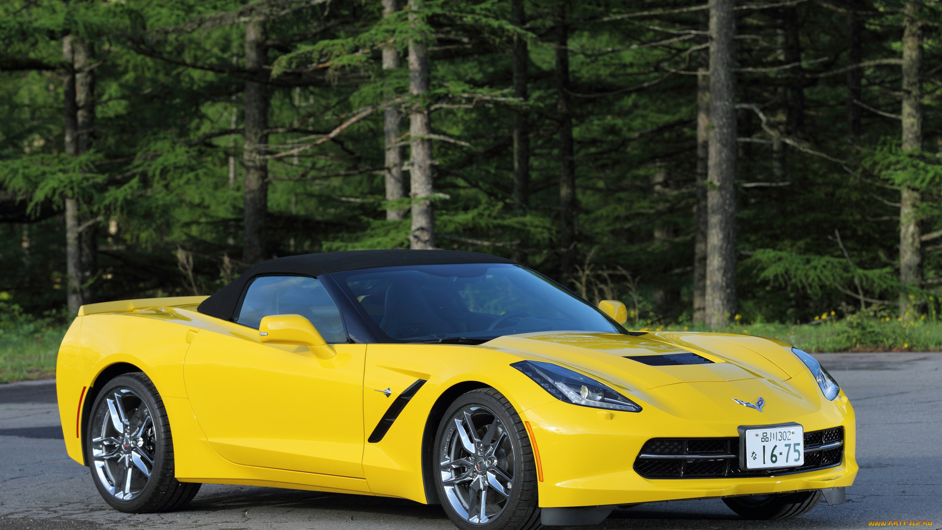 автомобили, corvette, jp-spec, convertible, stingray, chevrolet, желтый, с7, 2013г