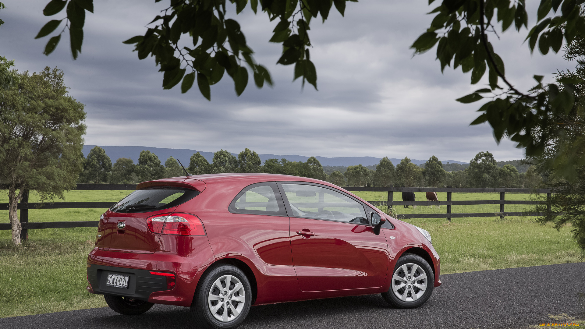 автомобили, kia, au-spec, 3-door, rio, красный, ub, 2015г