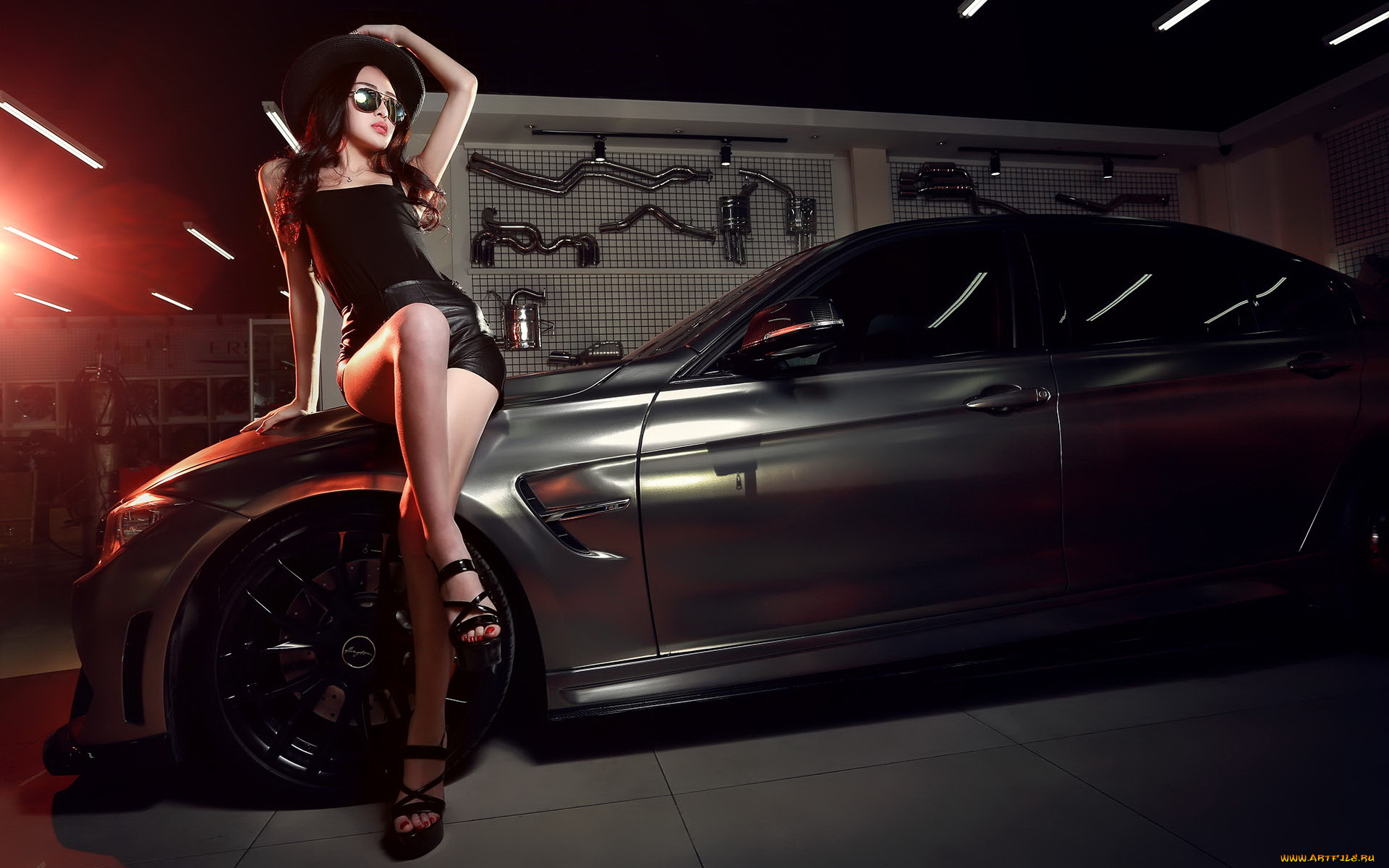 автомобили, -авто, с, девушками, азиатка, автомобиль, фон, взгляд, девушка
