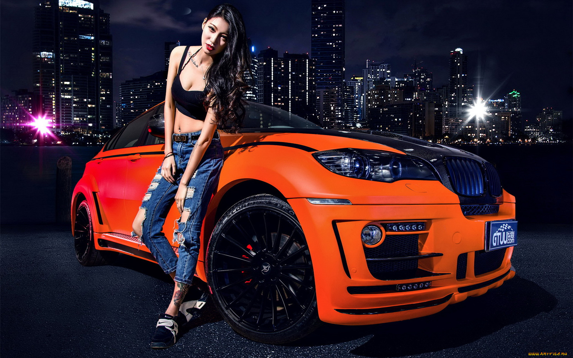 автомобили, -авто, с, девушками, девушка, взгляд, фон, автомобиль