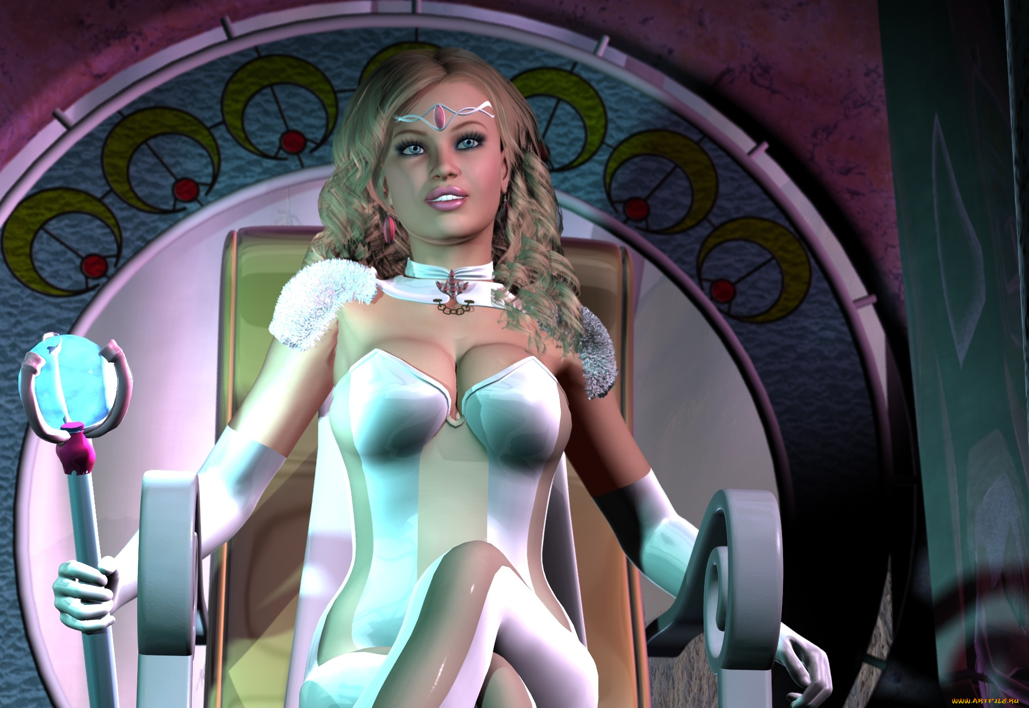 3д, графика, люди, , people, шест, кресло, фон, взгляд, девушка