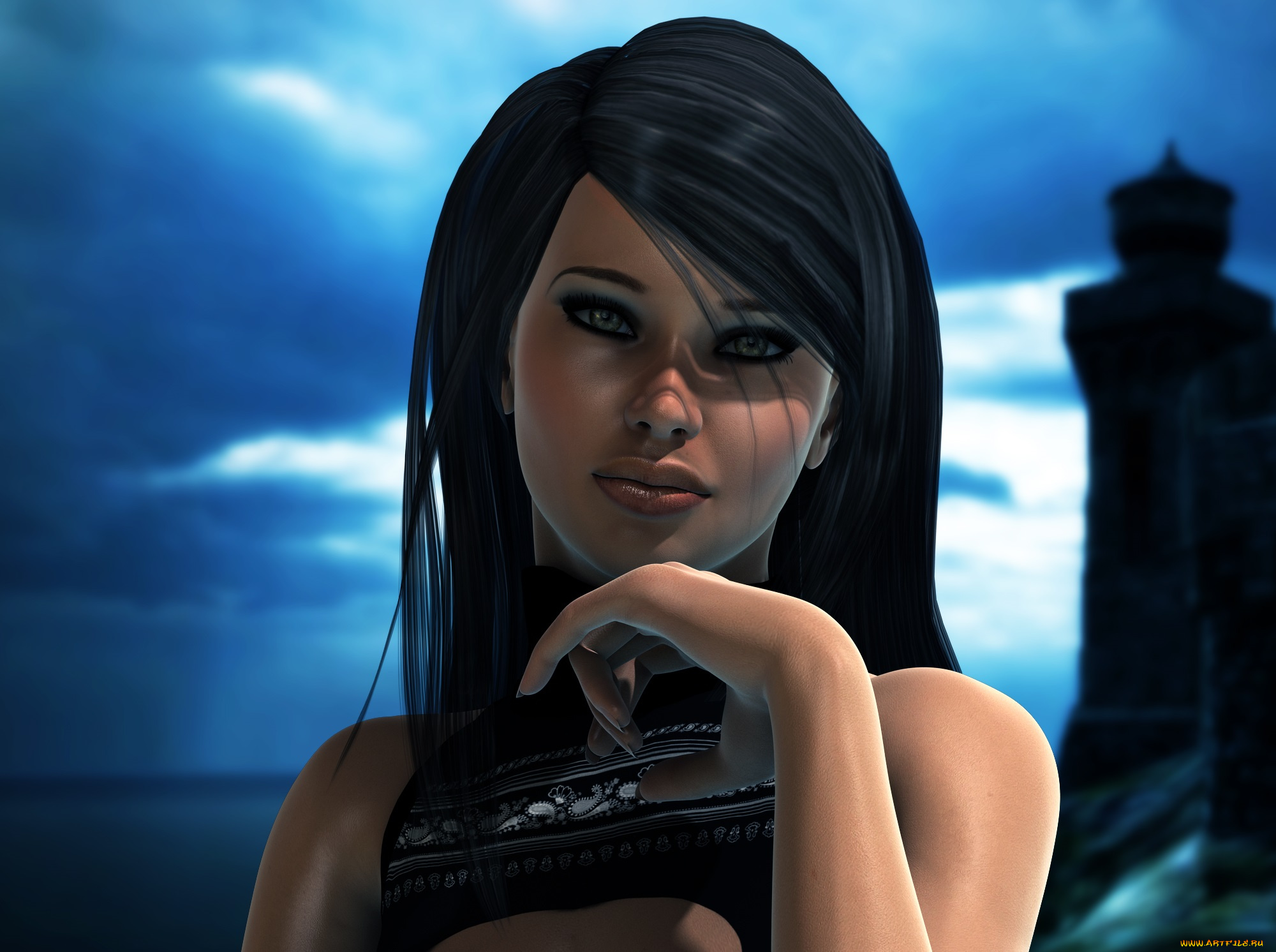 3д, графика, портрет, , portraits, фон, взгляд, девушка