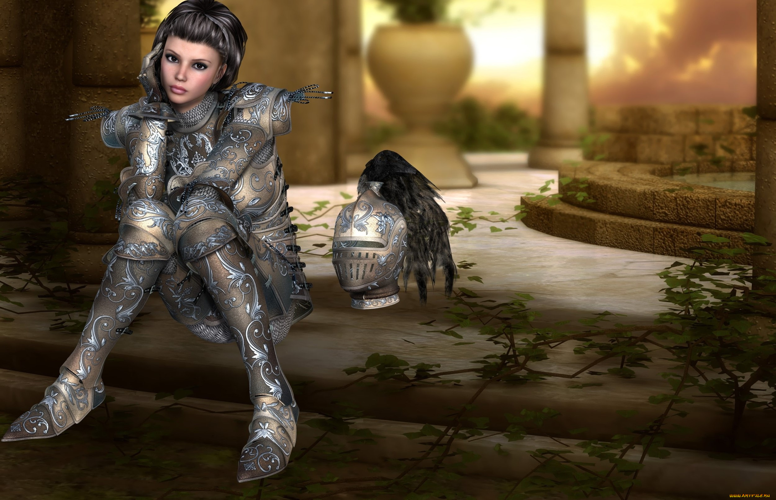 3д, графика, амазонки, , amazon, девушка, фон, взгляд