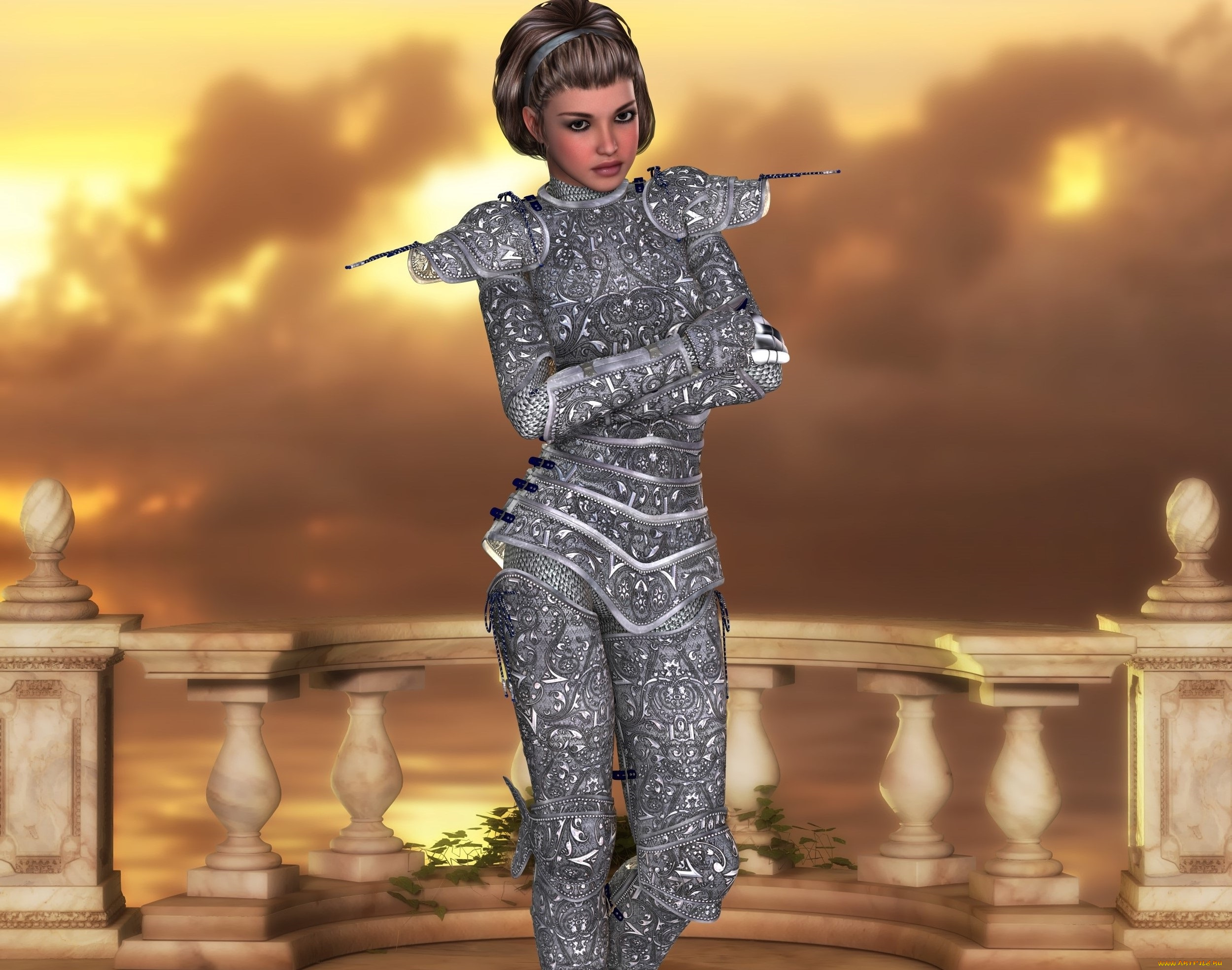 3д, графика, амазонки, , amazon, доспехи, фон, взгляд, девушка