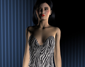 Картинка 3д+графика люди+ people платье фон взгляд девушка